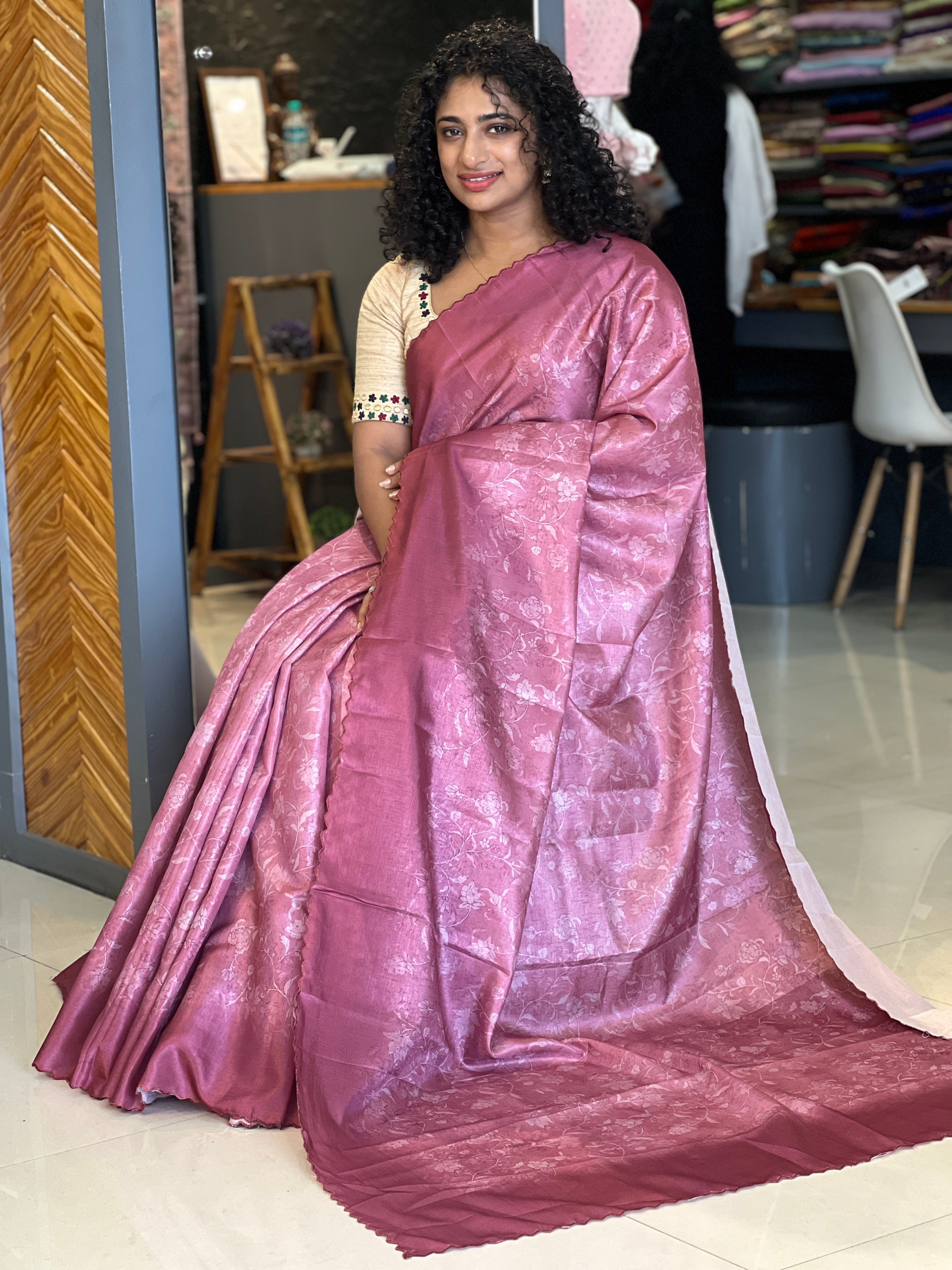 Digital Printed Semi Tussar Saree | SBP198