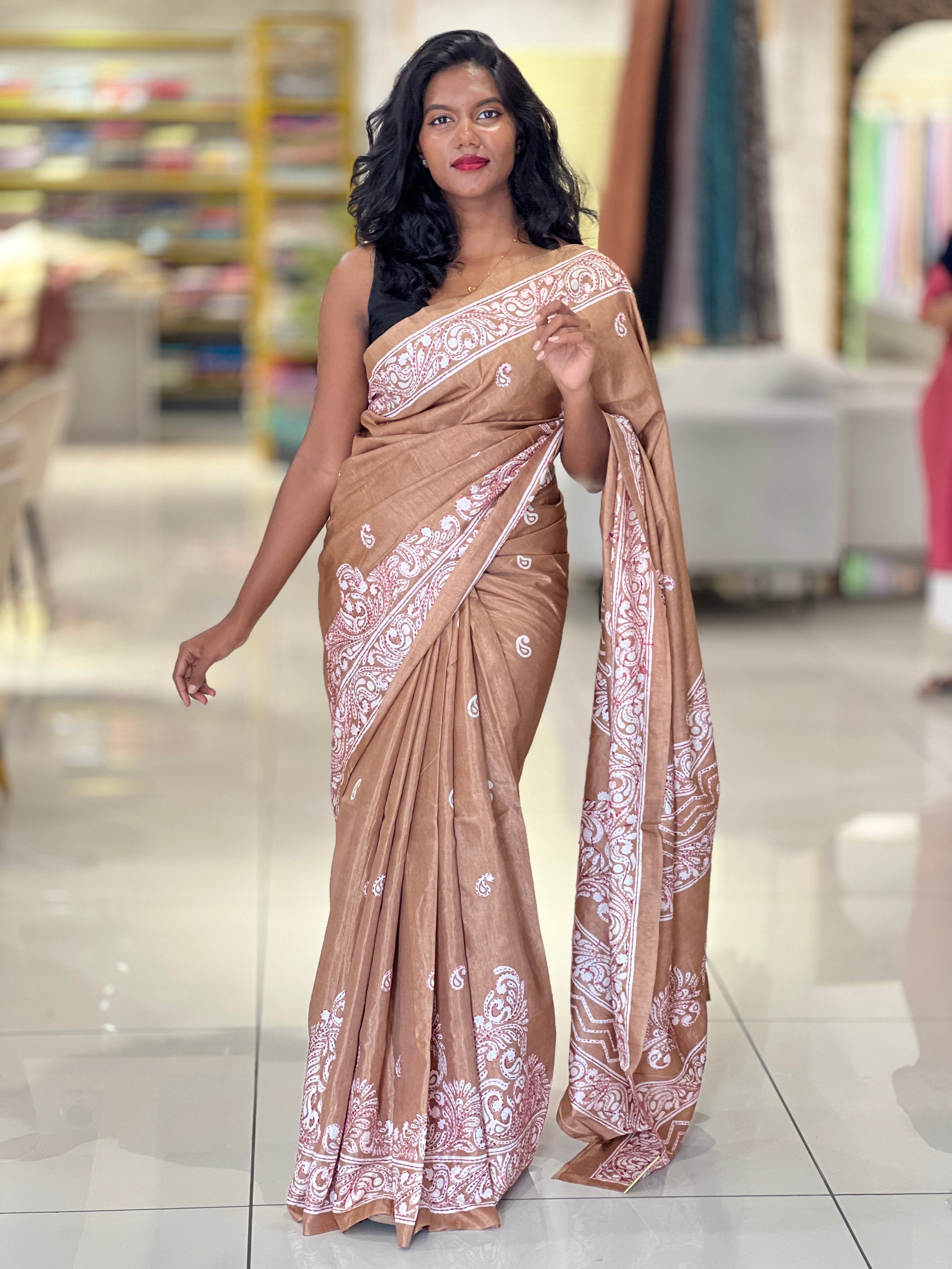 Paisley Printed Semi Tussar Saree | GAR152