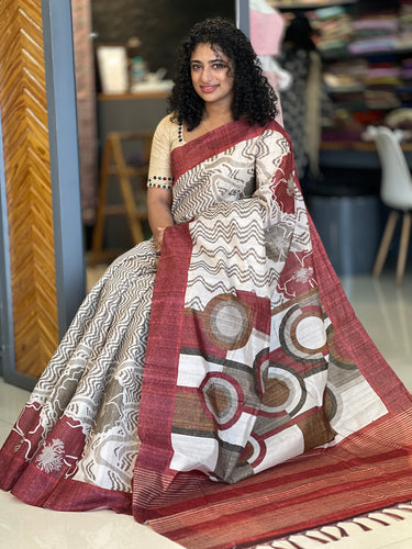 Printed Semi Tussar Saree | KSD140