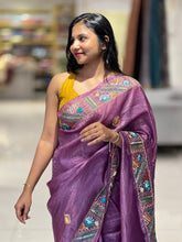 Traditional Hand Embroidered Crushed Organza Saree | GAR136