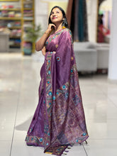 Traditional Hand Embroidered Crushed Organza Saree | GAR136