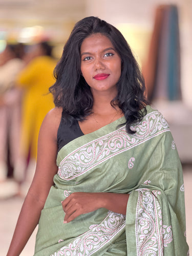 Paisley Printed Semi Tussar Saree | GAR151
