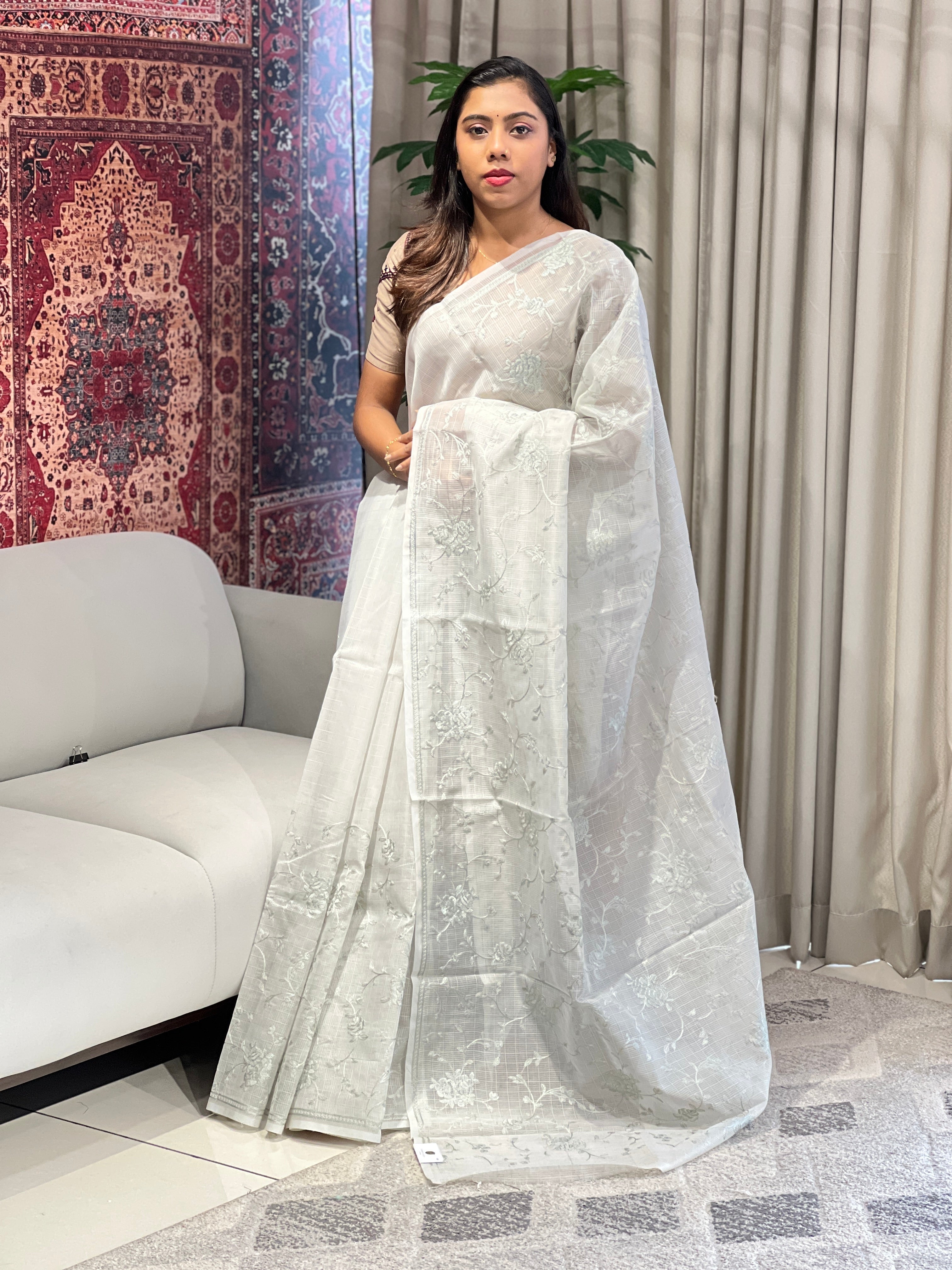 Lucknowi Inspired Embroidery Detailed Kota Saree | YNG832