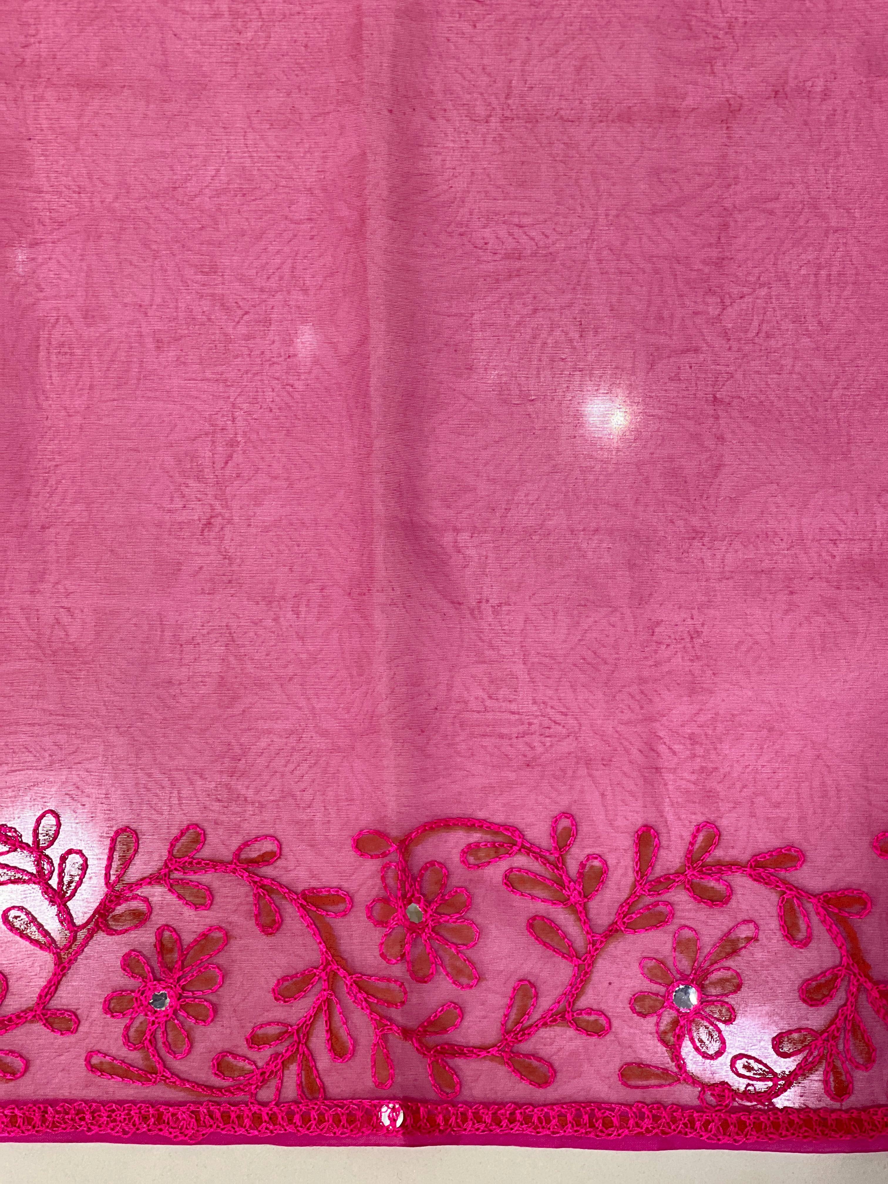 Block Printed Viscose Organza Saree | JSC769