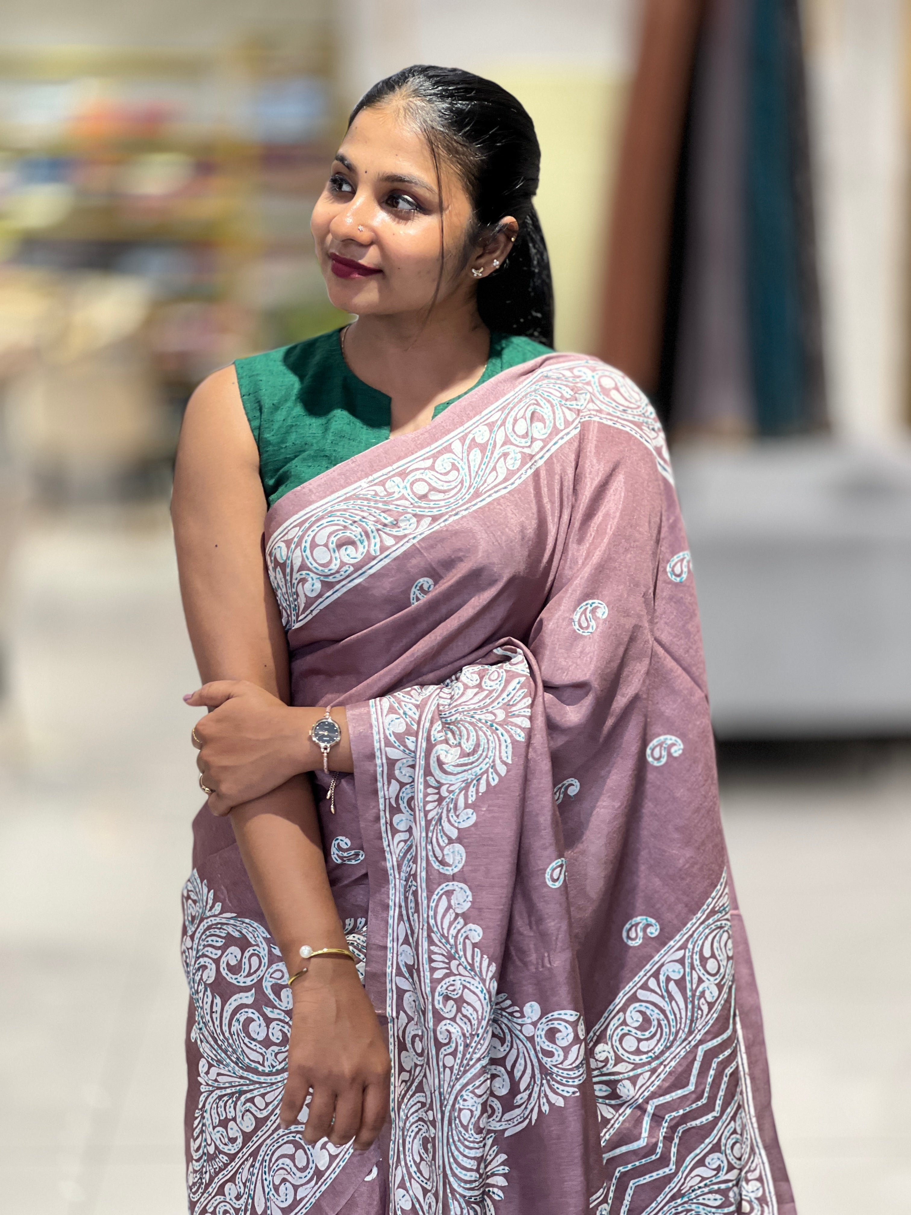 Paisley Printed Semi Tussar Saree | GAR154