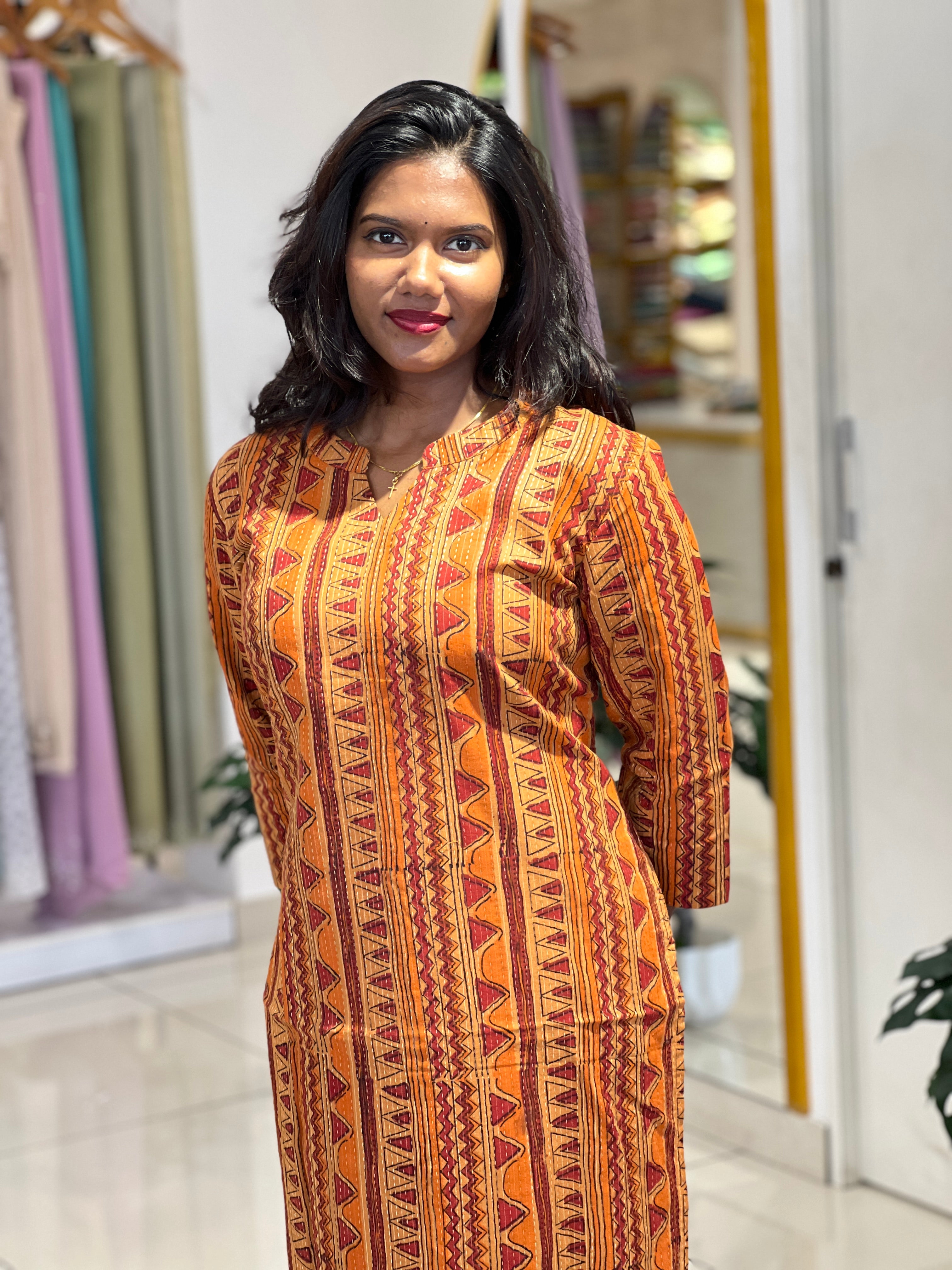 Geometric Printed Pattern Cotton Kurta |DNT1166