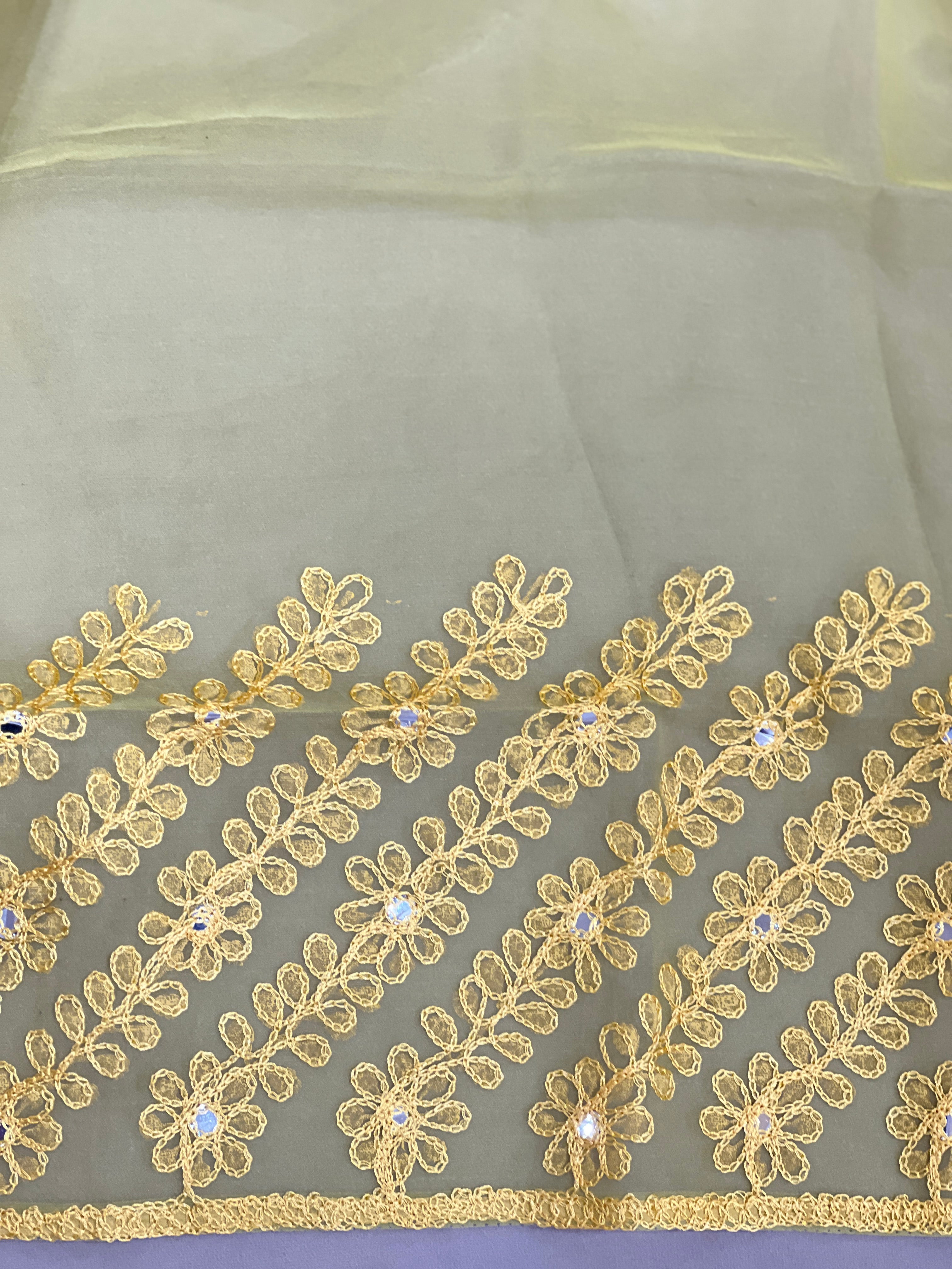 Hand Block Printed Viscose Organza Saree | JSC770