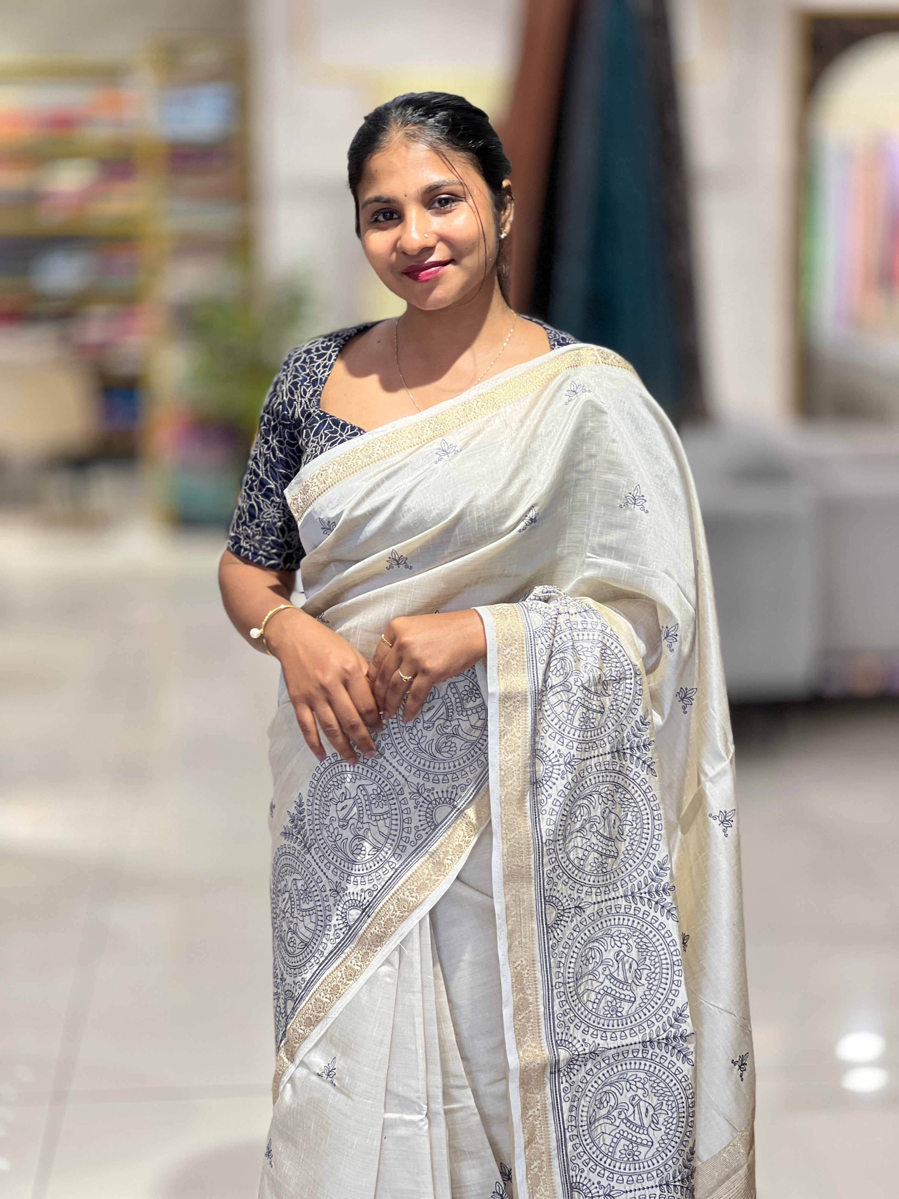 Thread Weaved Semi Tussar Saree | GAR148