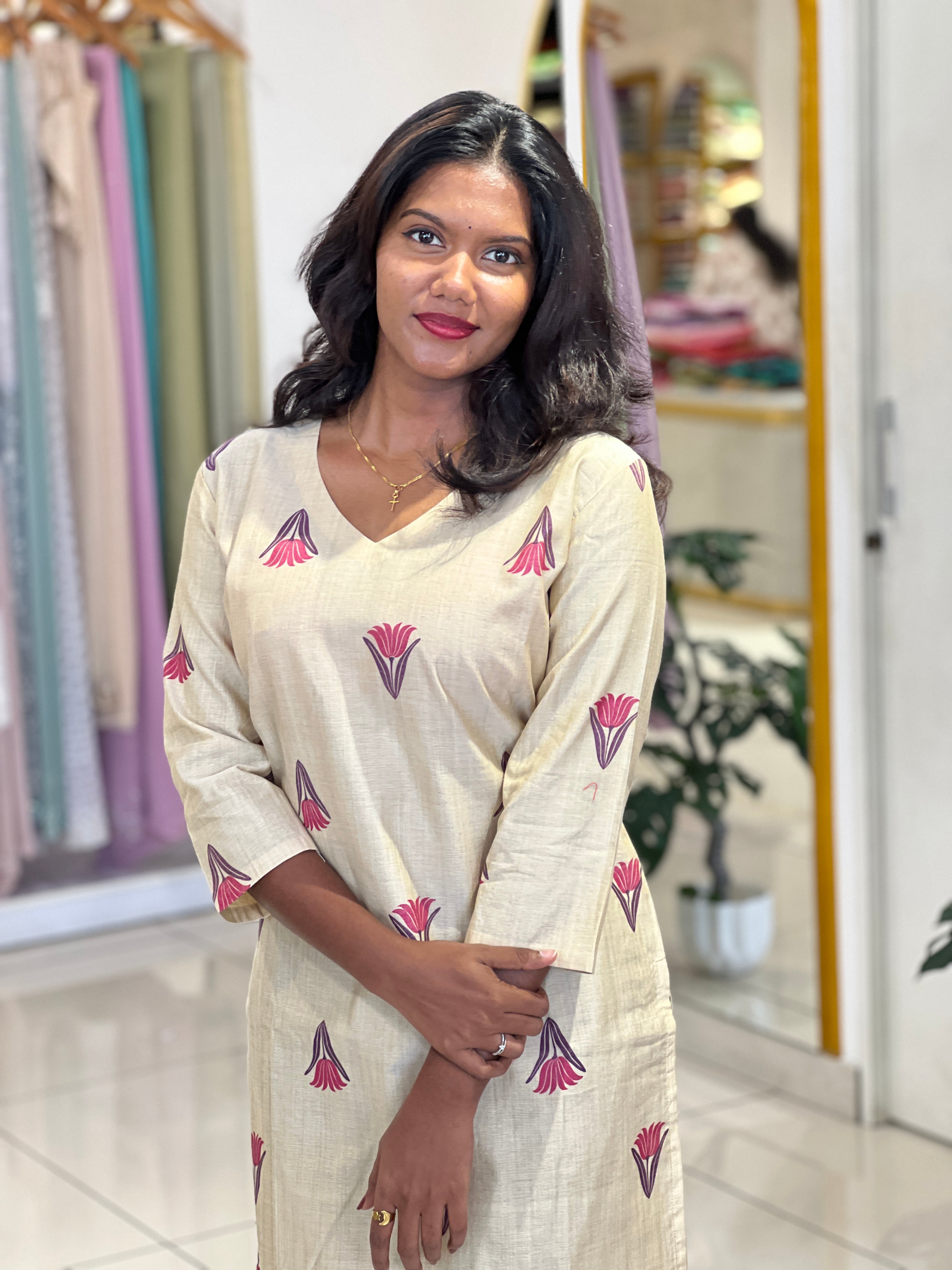 Floral Buta Printed Chanderi Kuta |DNT1192