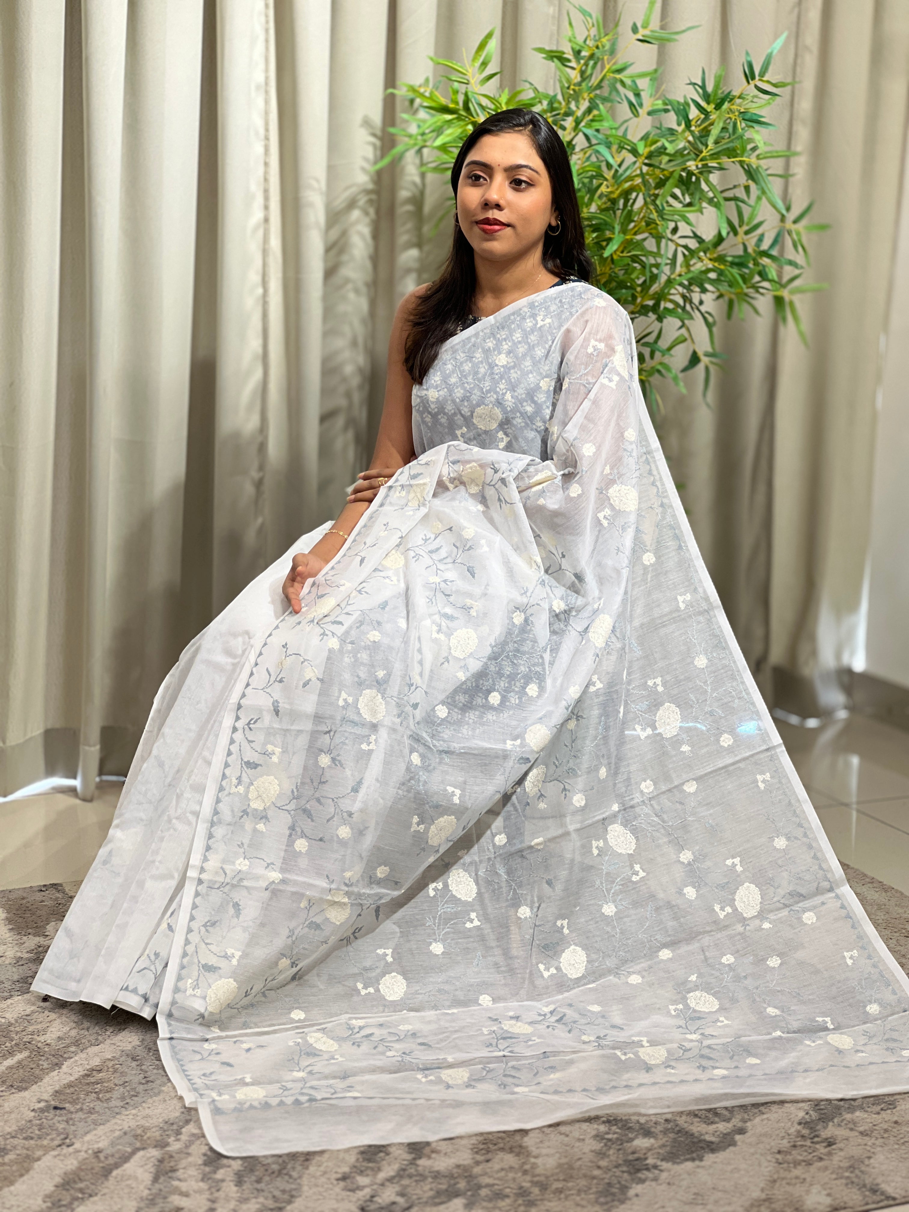 Embroidered Super Net Kota Saree | JSC780