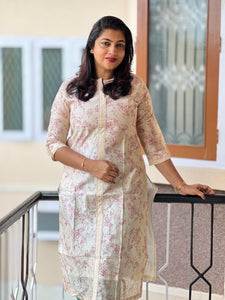 Screen Printed Pattern Semi Silk Kurta | SV214