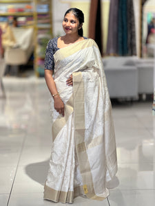 Thread Weaving Paisley Patterned Semi Tussar Saree | GAR147