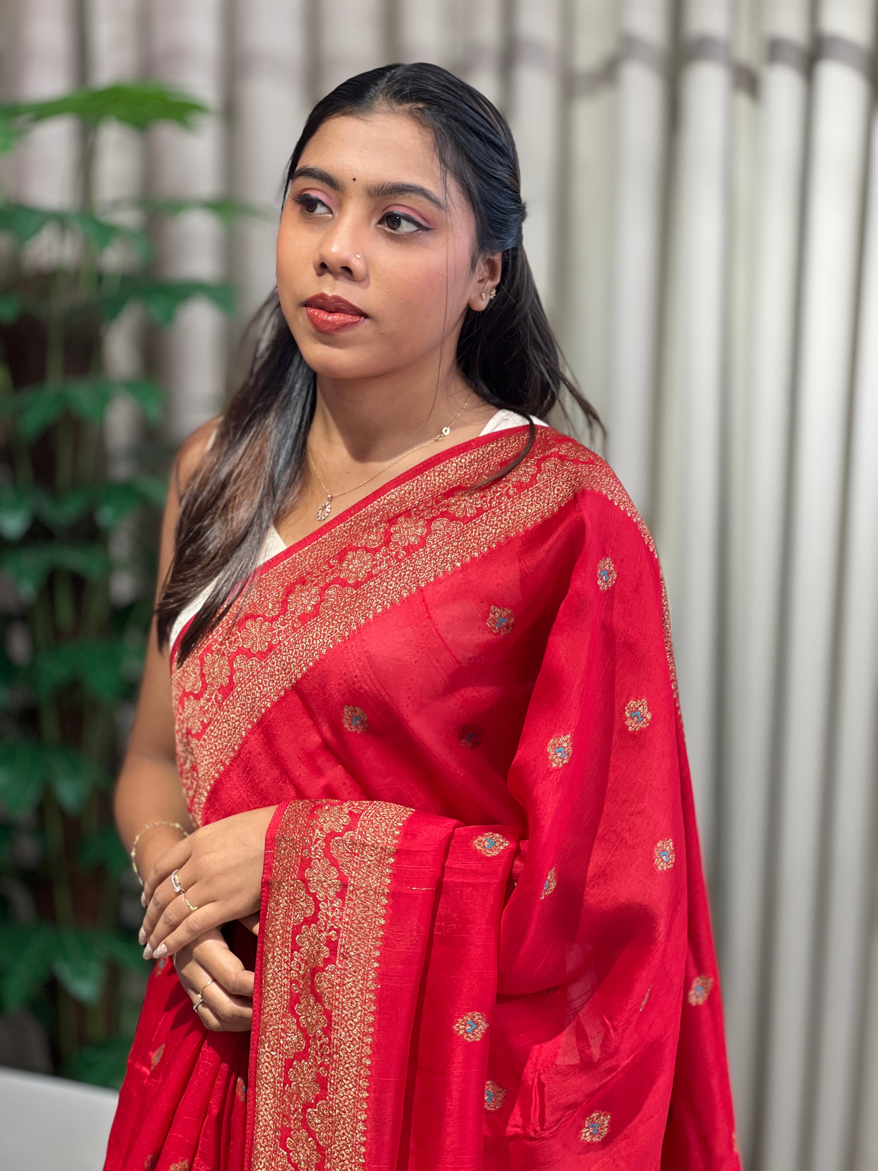 Zari and Thread Butta Detailed Semi Tussar Saree | YNG1182