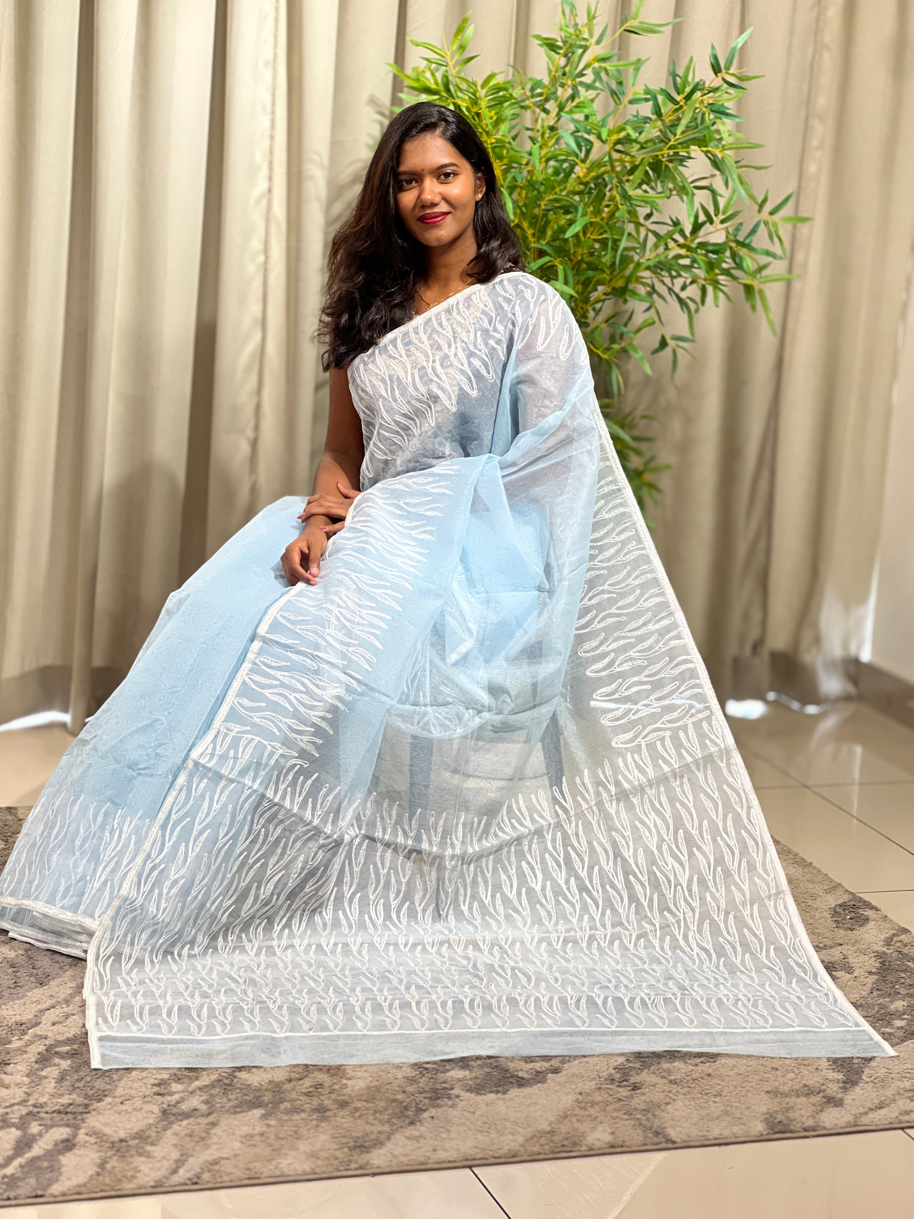Embroidered Muga  Check Kota Saree | JSC782