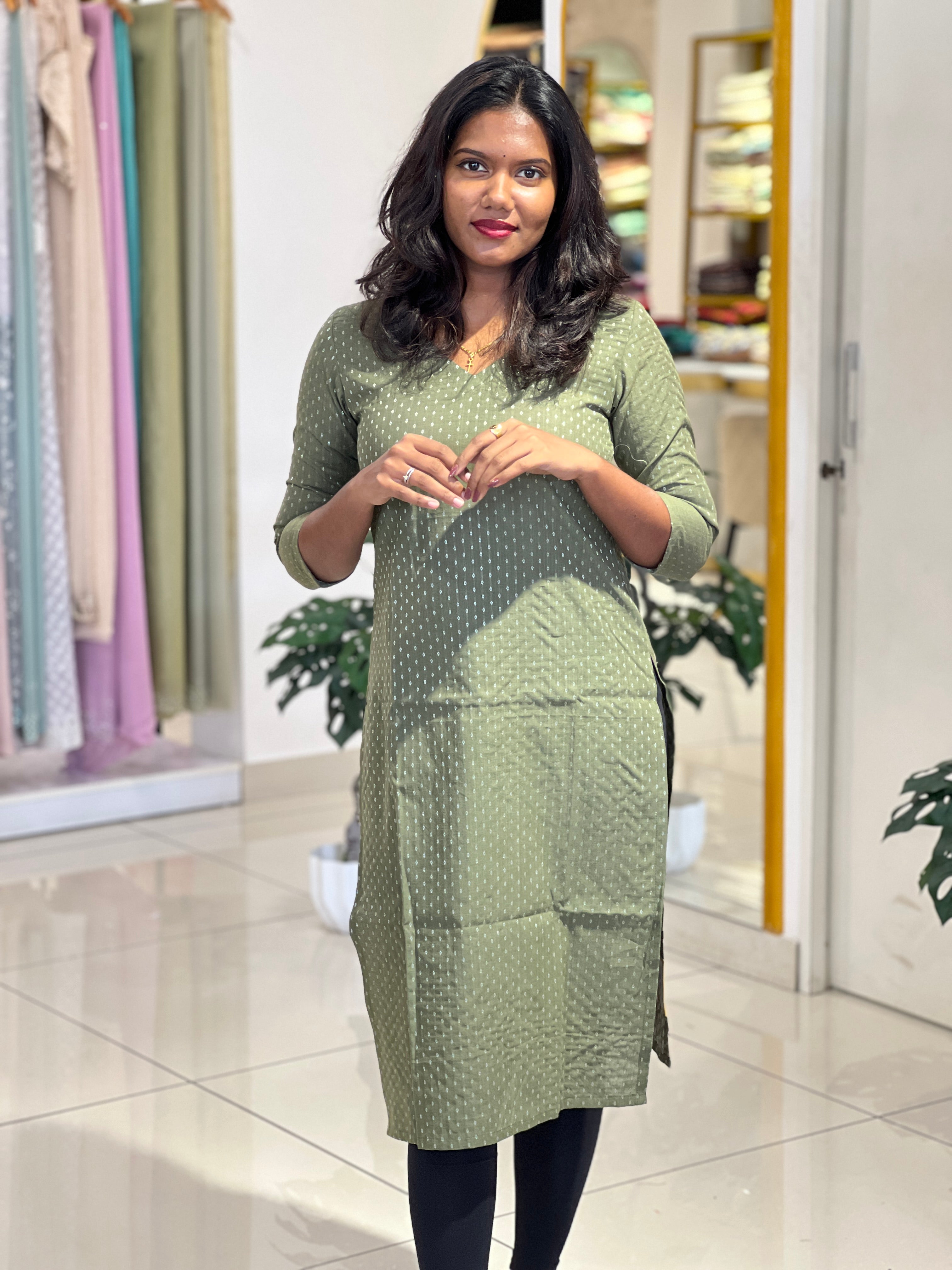 Zari Buta Pattern Chanderi Kurta |DNT1190