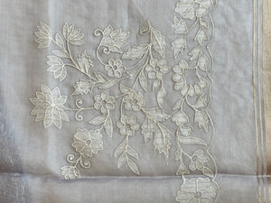Floral Machine Embroidered Viscose Organza Saree | KSD322