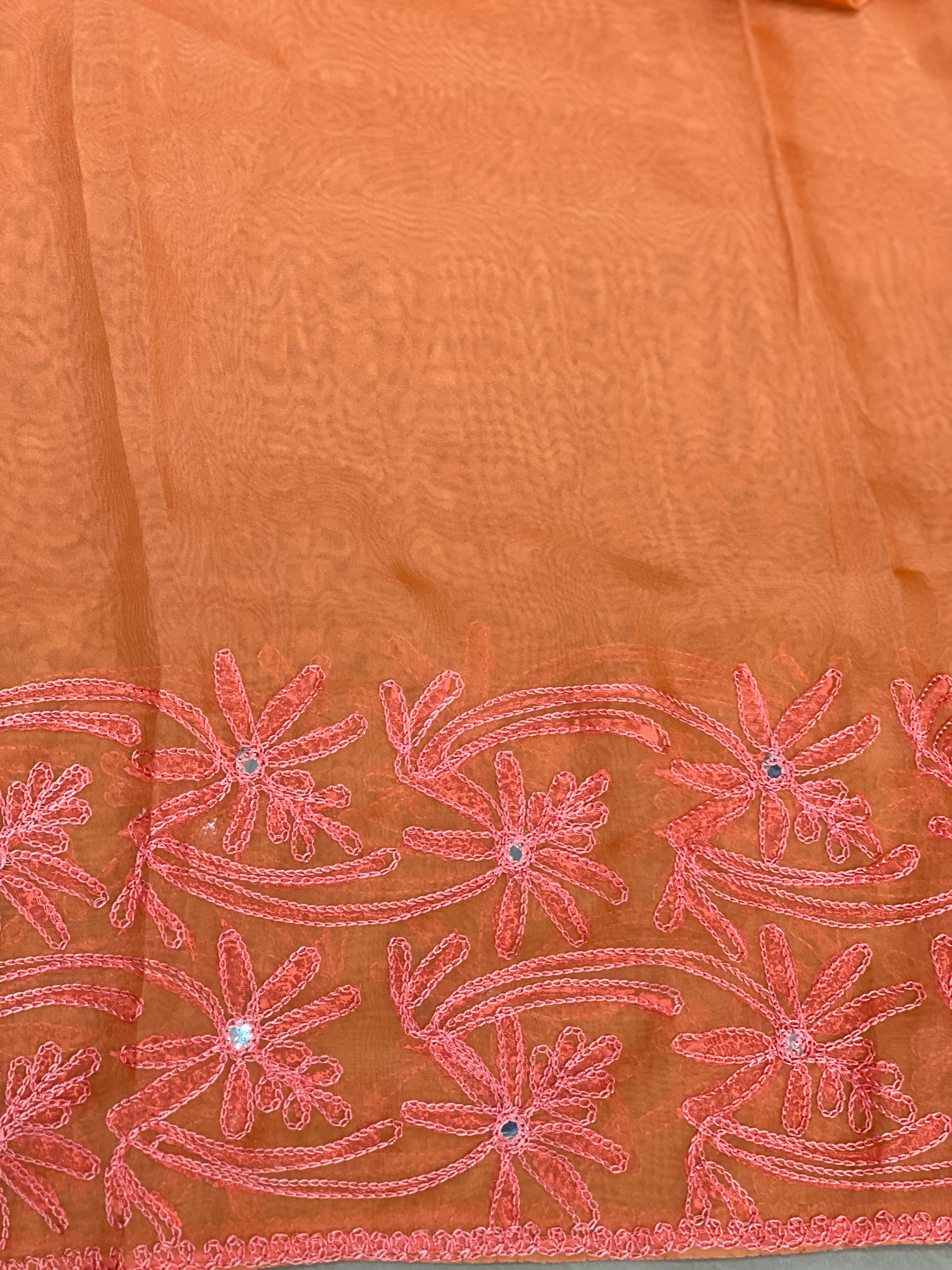 Hand Block Printed Viscose Organza Saree | JSC771