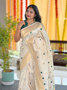 Polka Dot Weaved Tissue Saree | HT242
