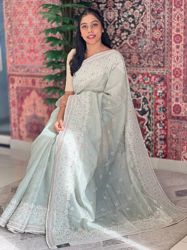Floral Machine Embroidered Silky Kota Saree | KSD316