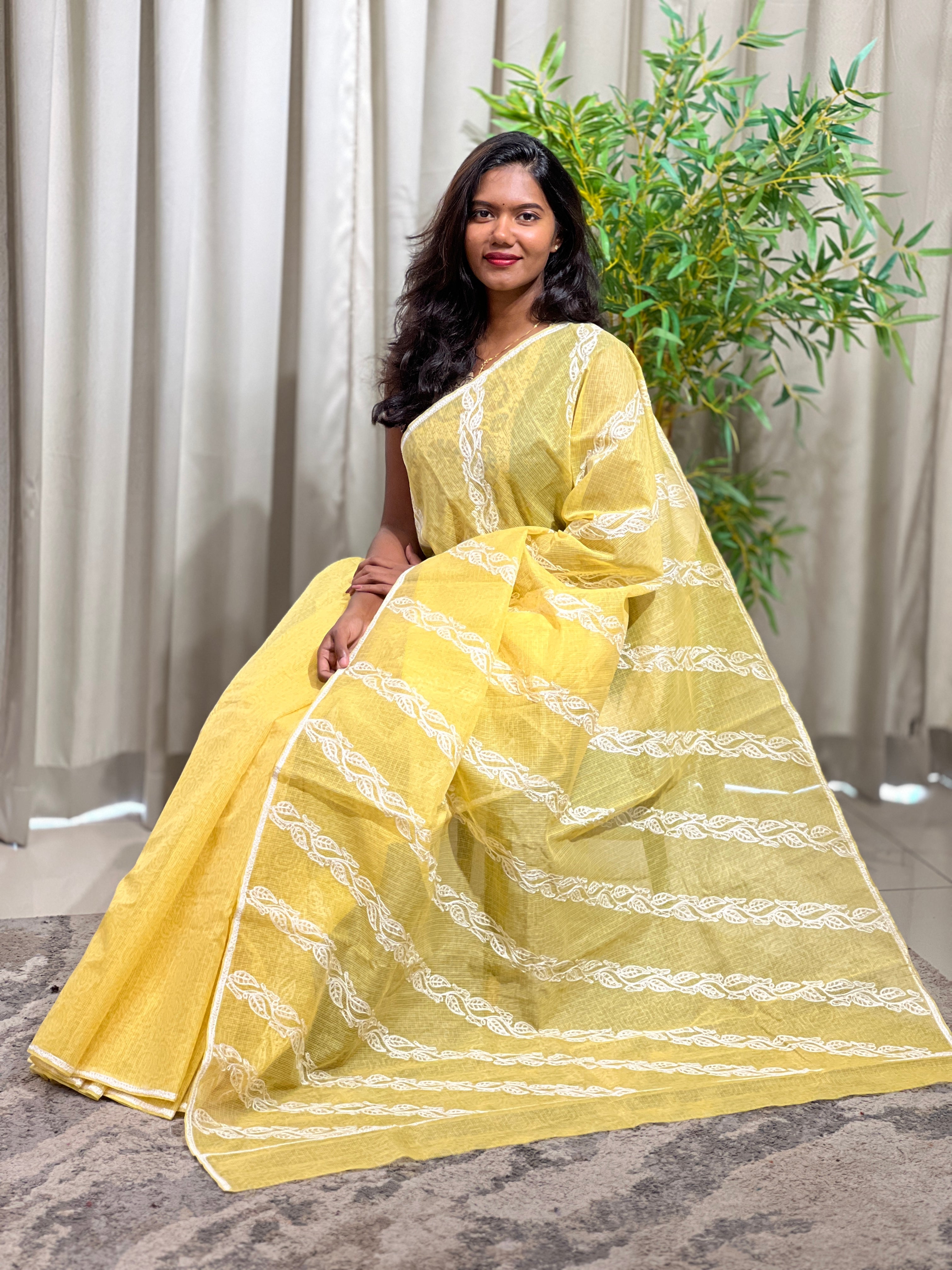 Shibori Pattern Muga Check Kota Saree | JSC763