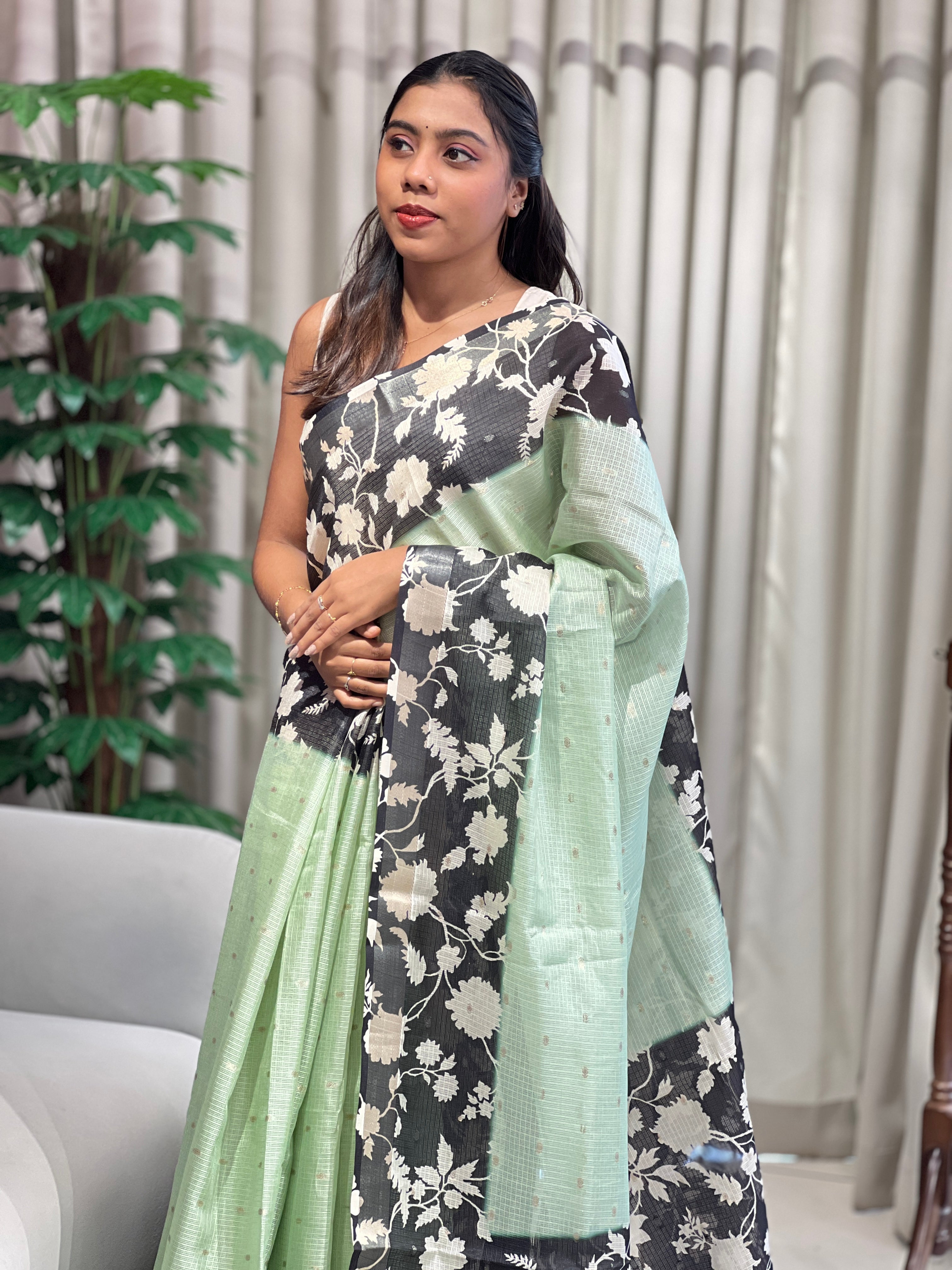 Floral Printed Silky Kota Saree | HT385