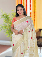 Machine Embroidery Patterned Linen Saree | NHH544
