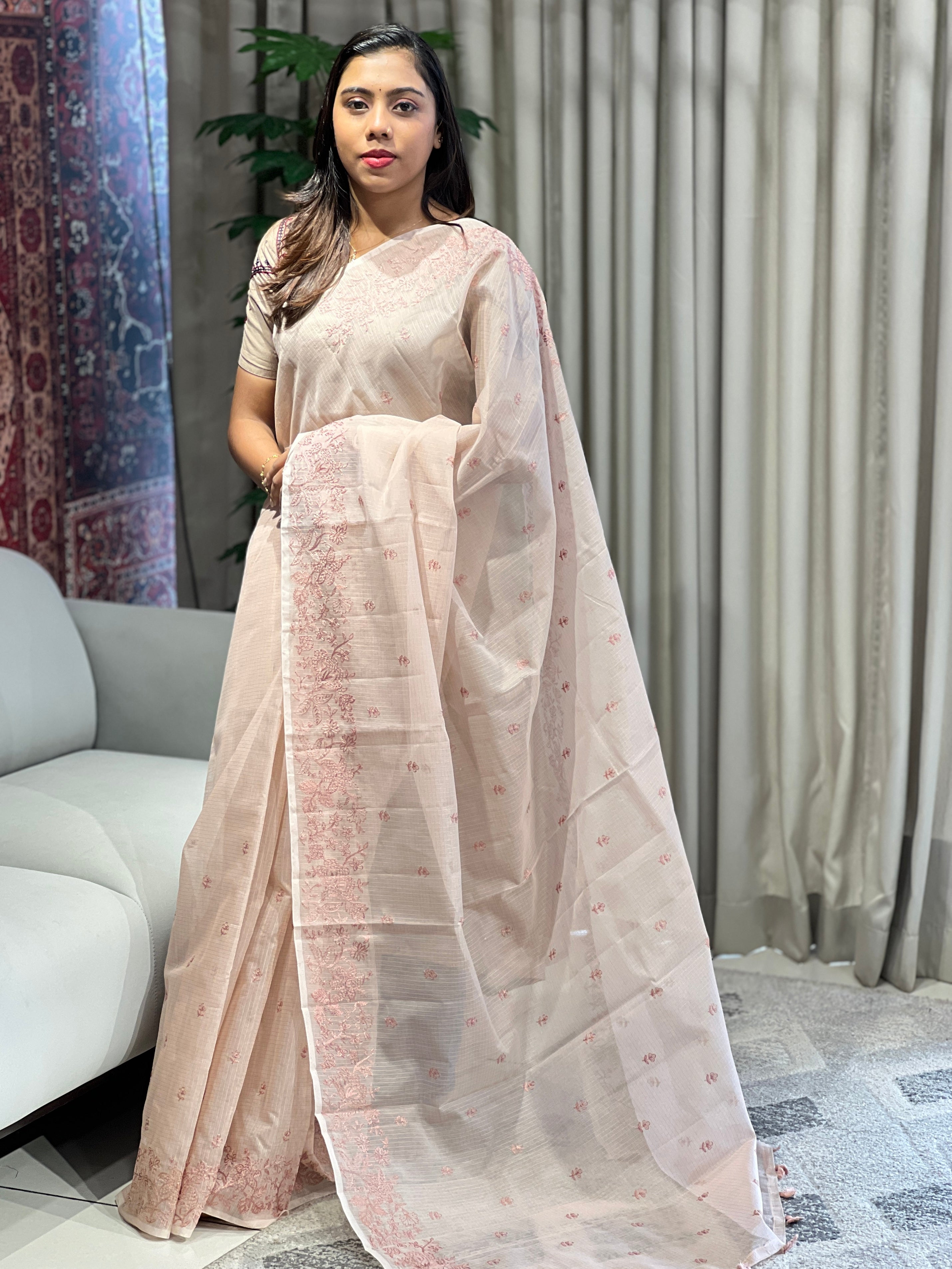 Floral Machine Embroidery Kota Saree | YNG825