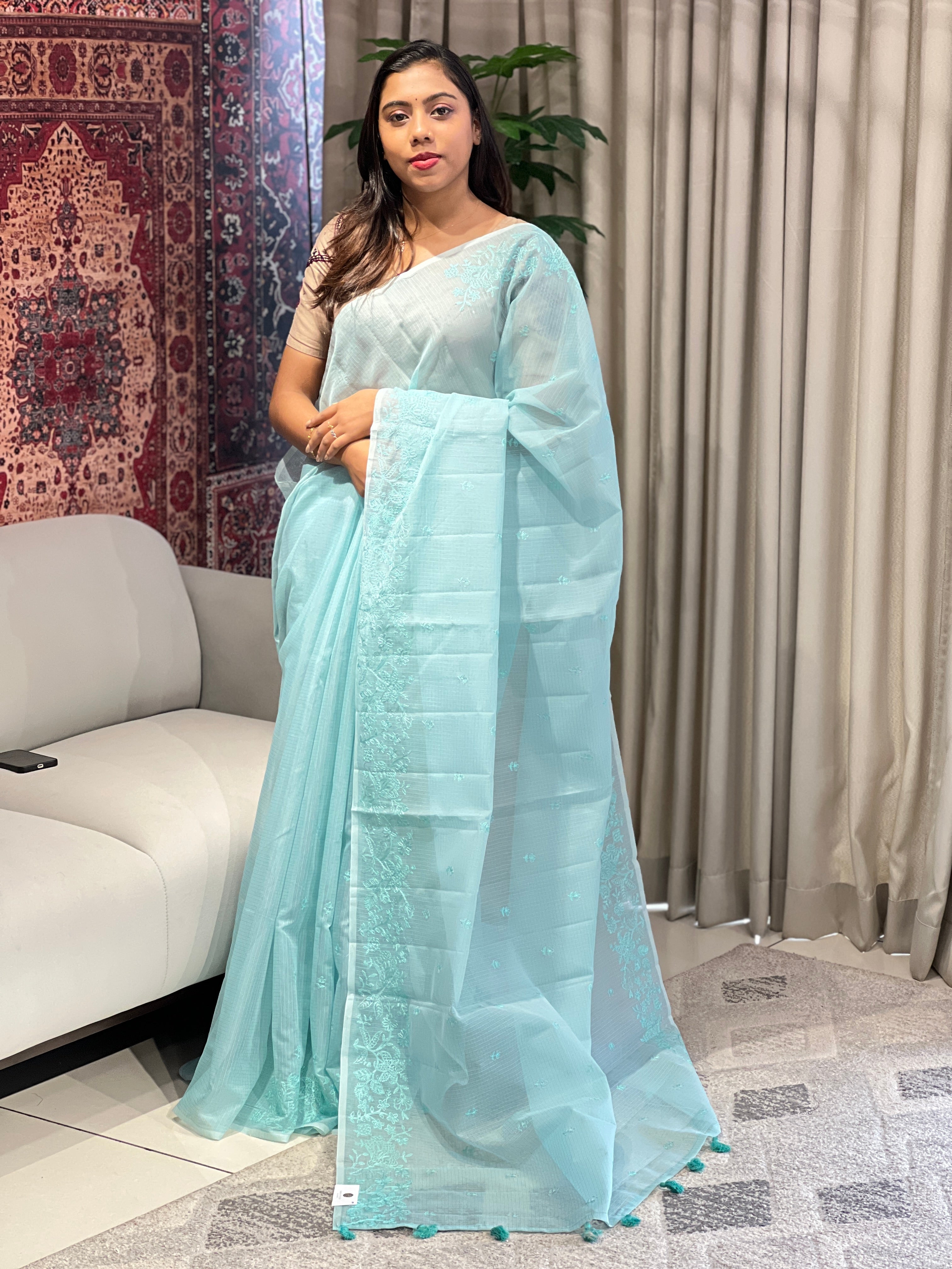 Floral Machine Embroidery Kota Saree | YNG827