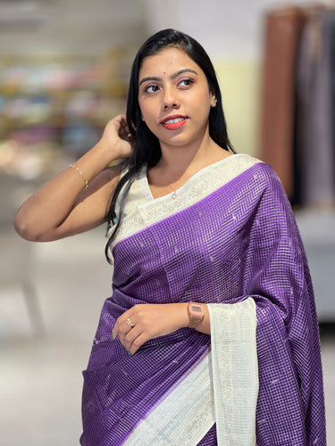 Zari Check With Butta Detailed Banarasi Silk Saree | NN391