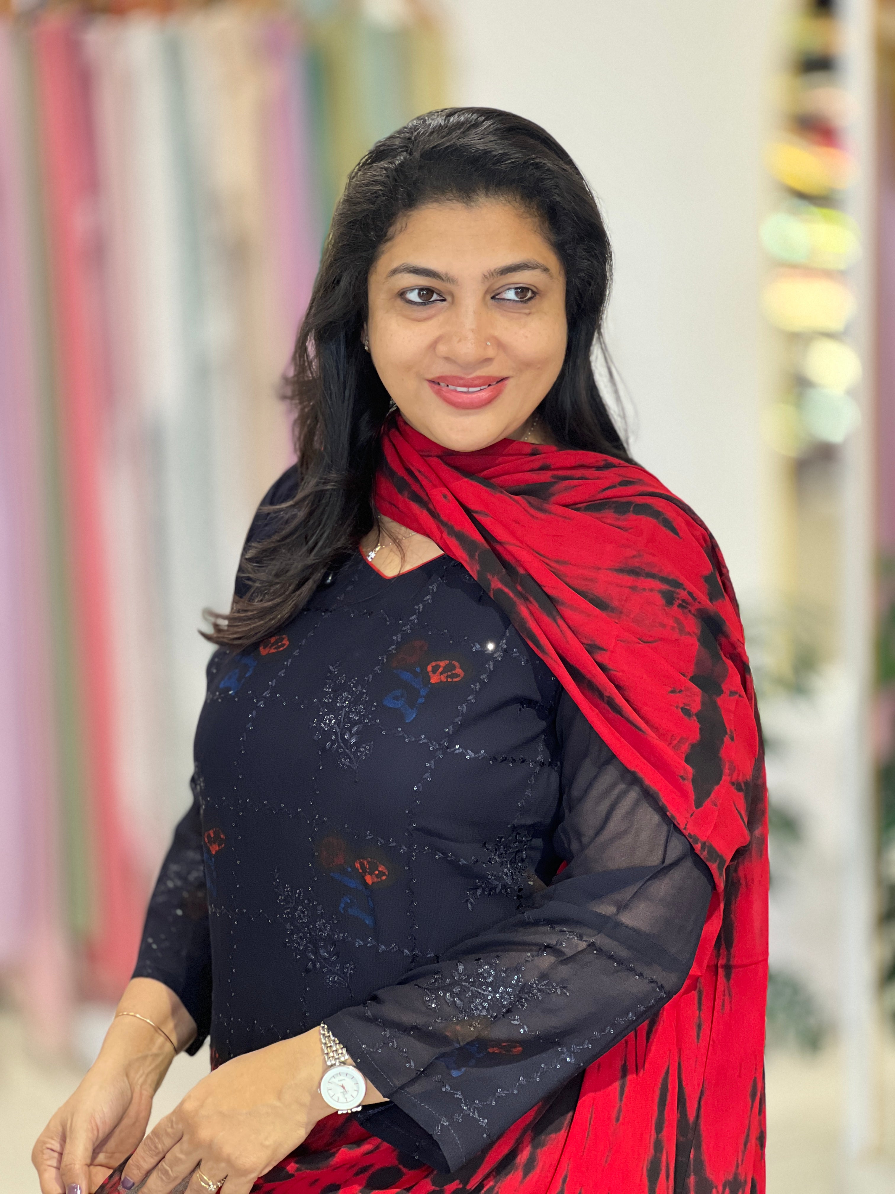 Shibori & Batik Hand Block Printed Viscose Georgette Kurta Set  |SLM219