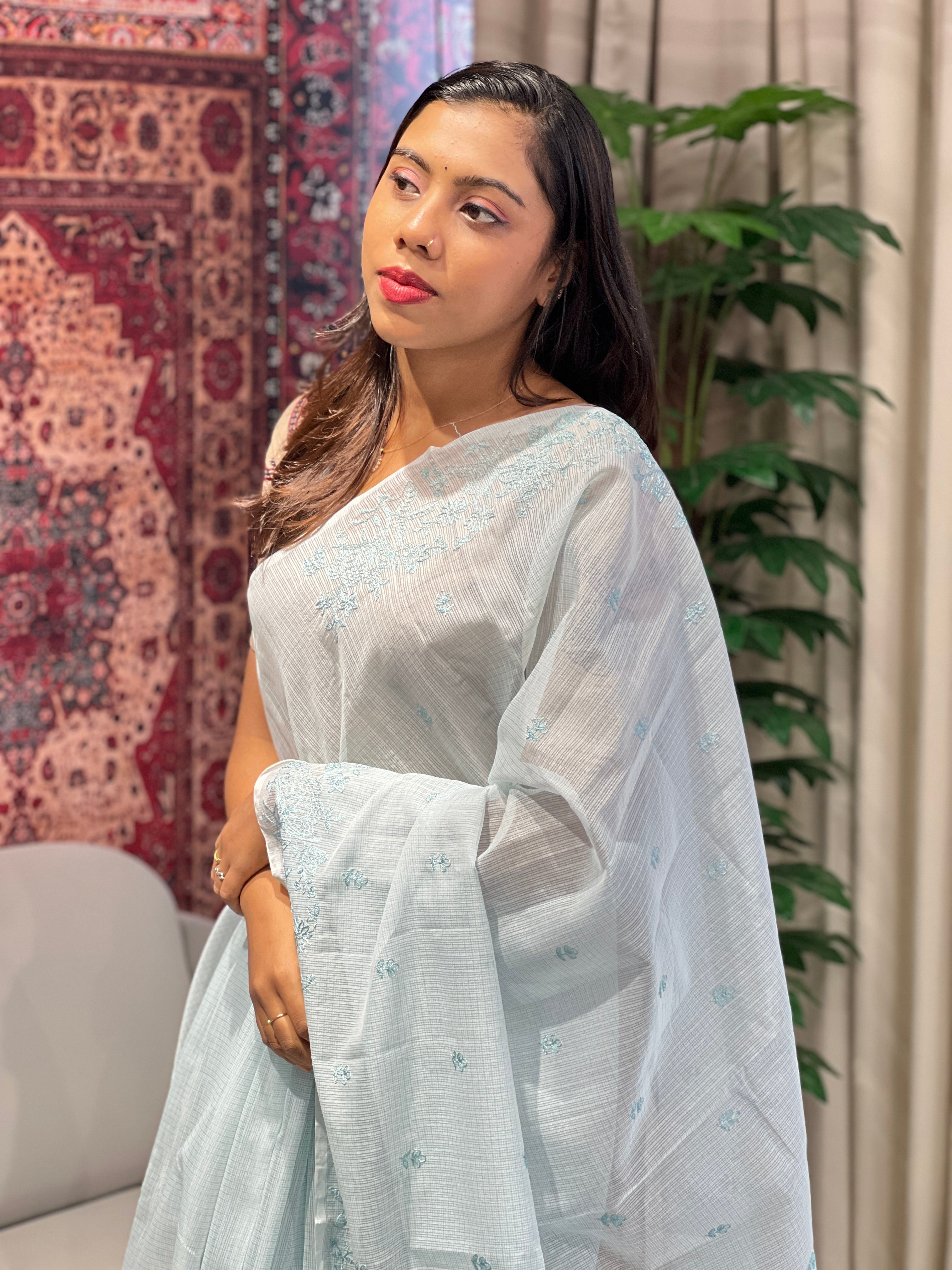 Floral Machine Embroidery Kota Saree | YNG824