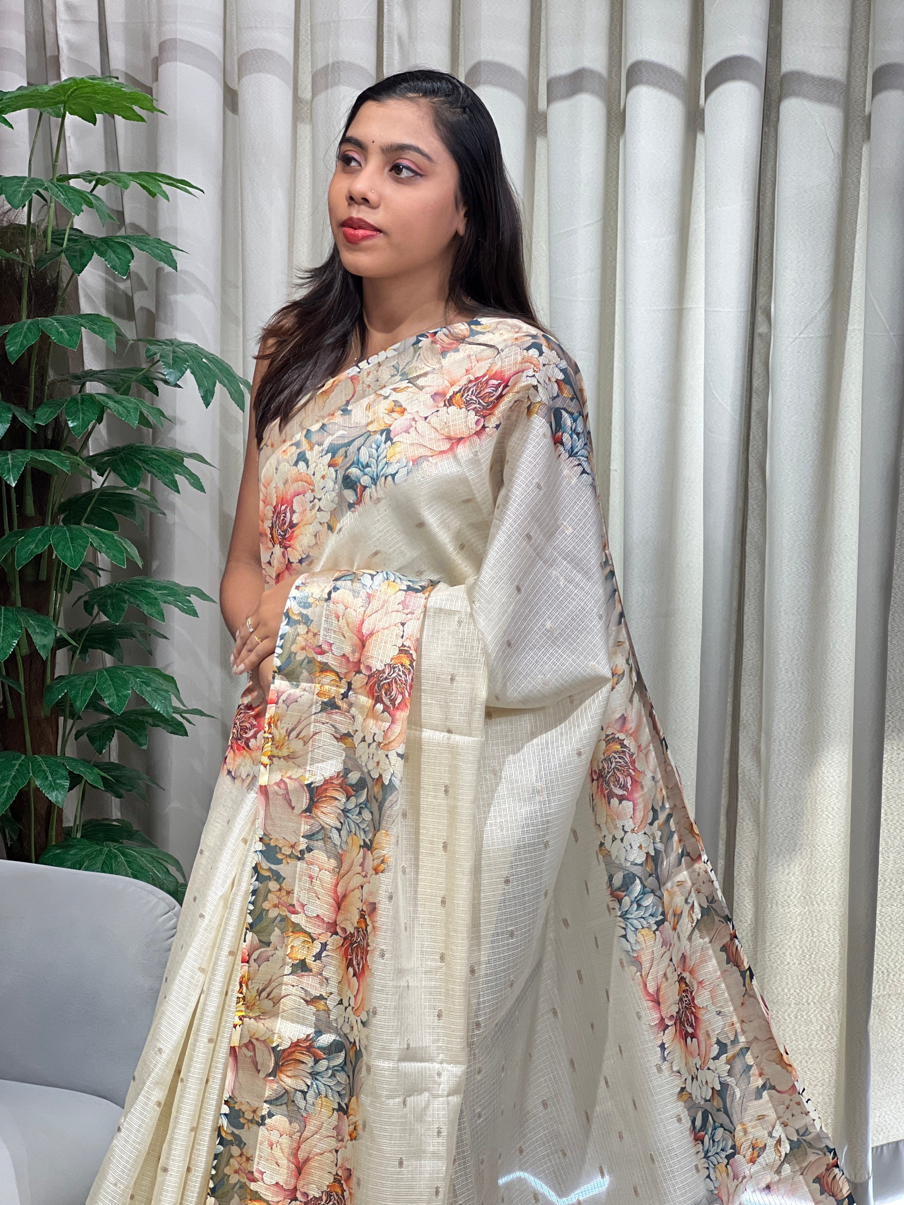 Floral Printed Kota Saree | HT394