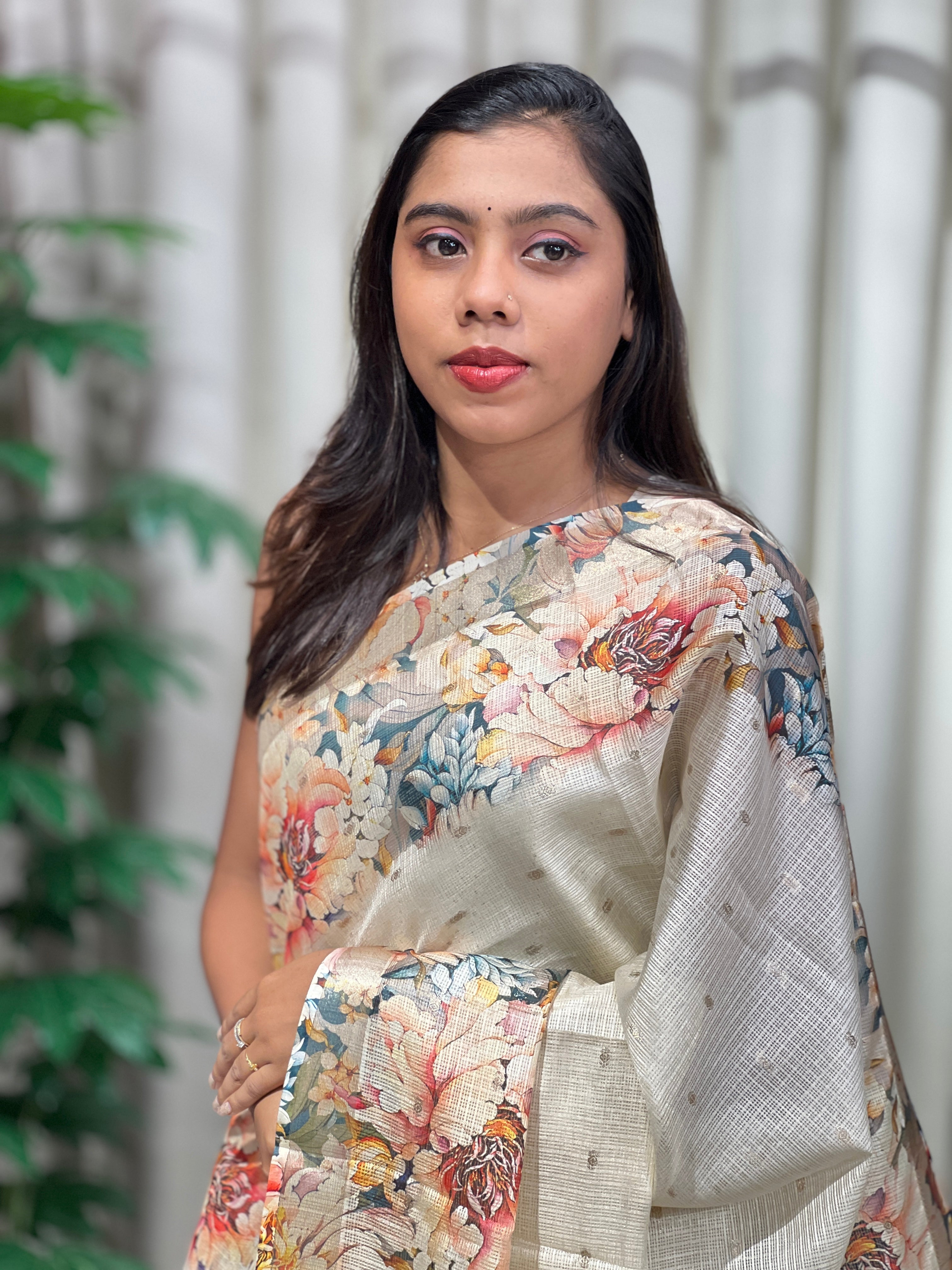 Floral Printed Kota Saree | HT394