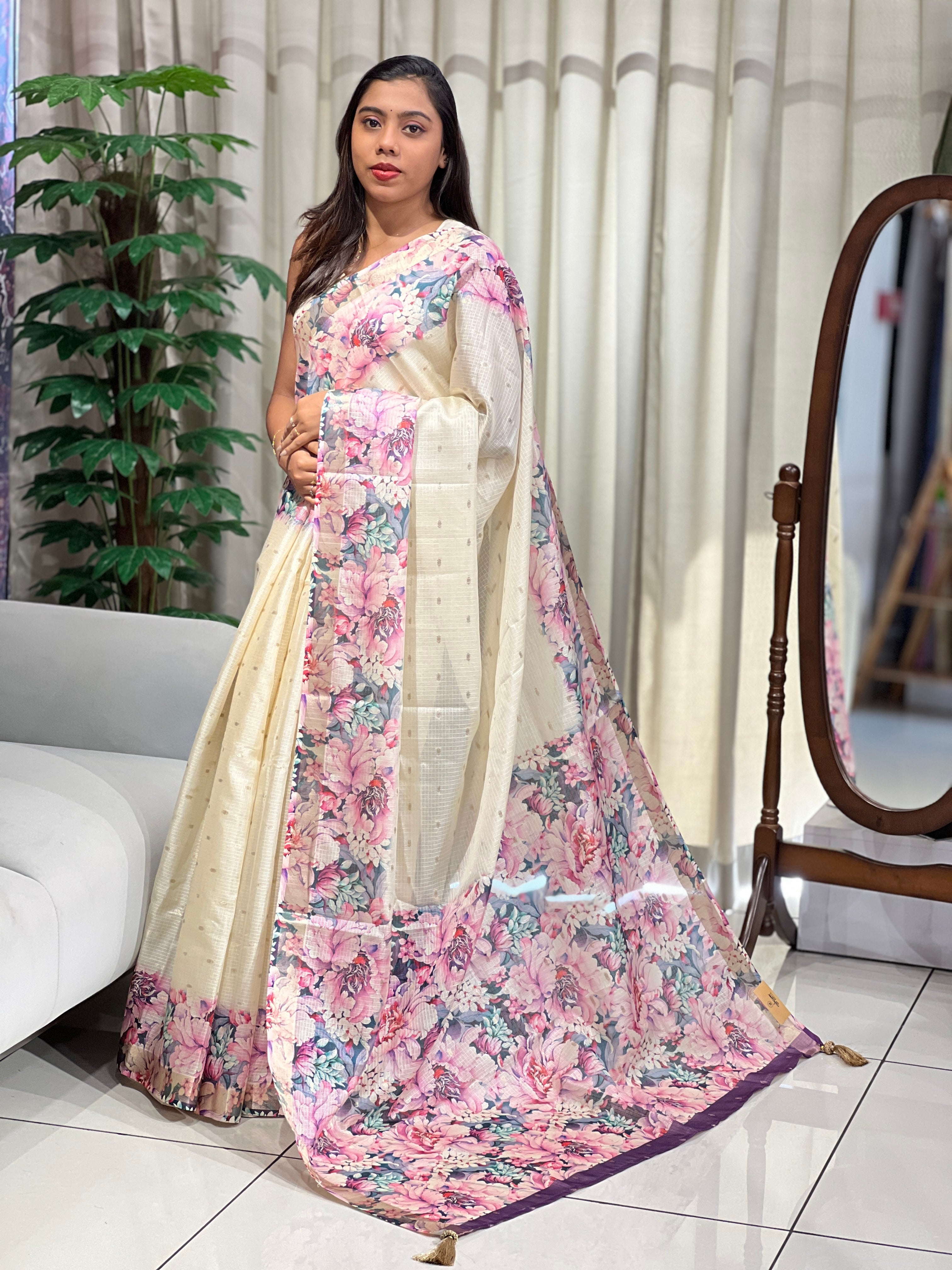 Floral Printed Kota Saree | HT395