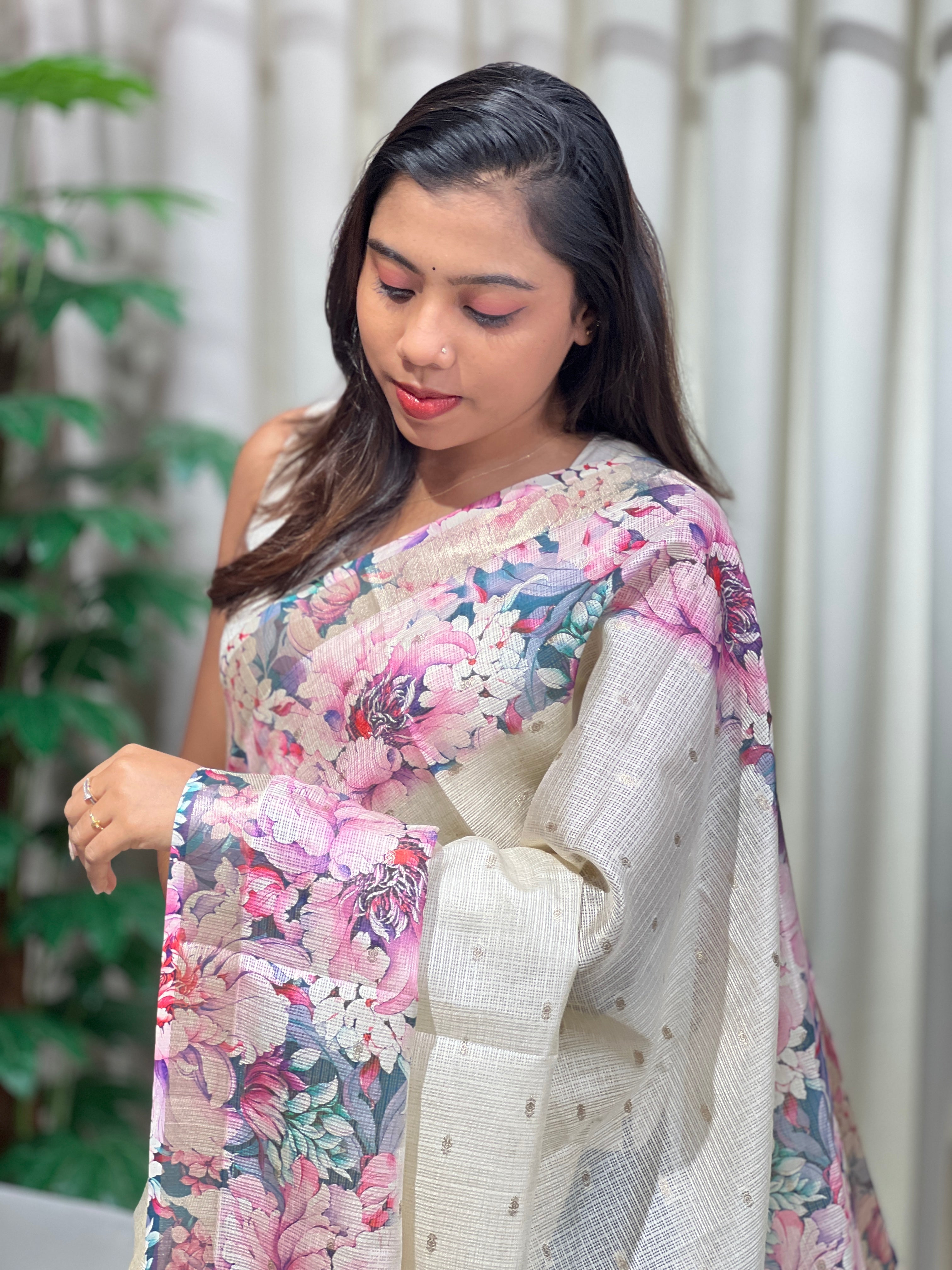 Floral Printed Kota Saree | HT395