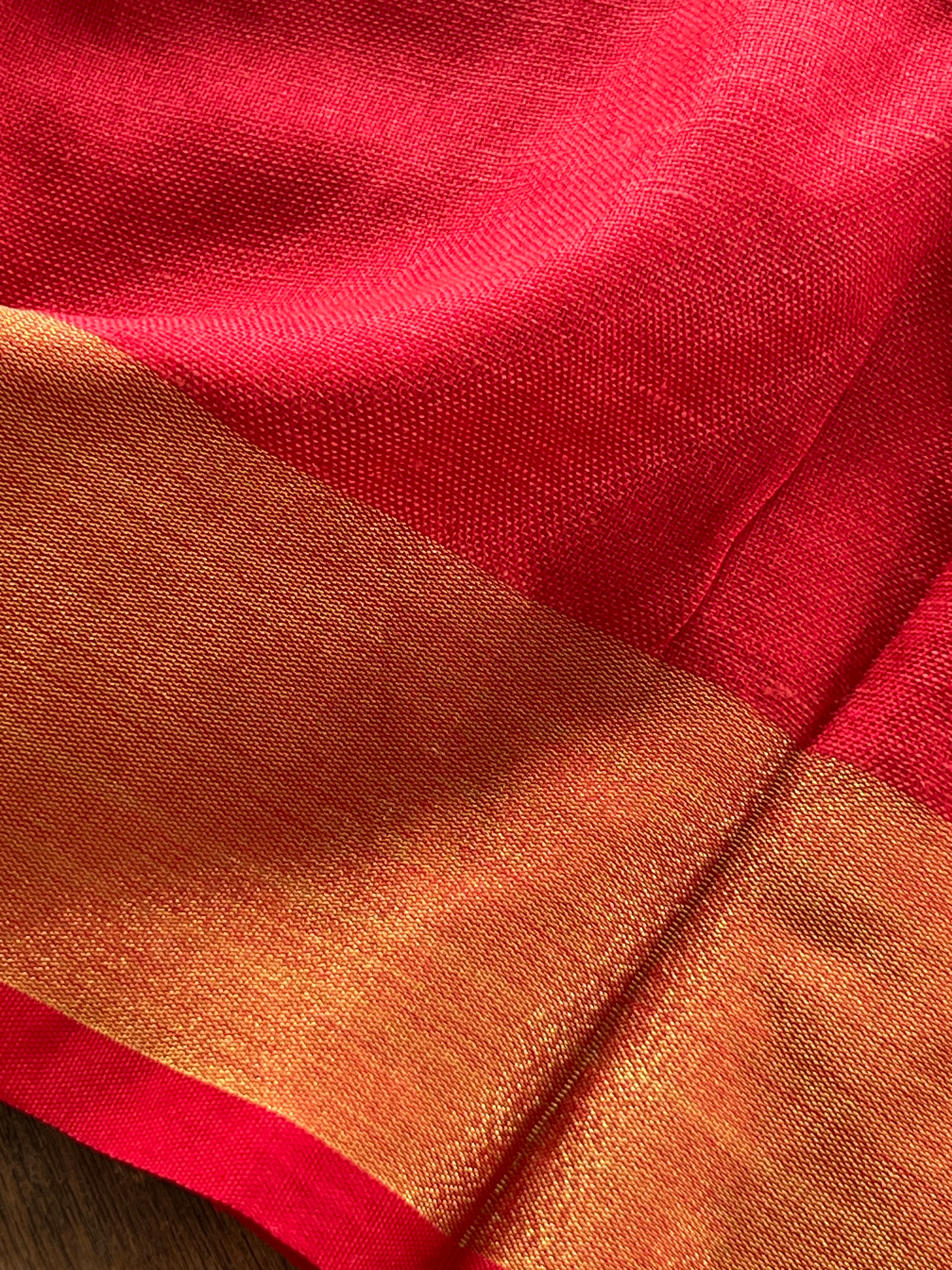 Machine Embroidery Patterned Linen Saree | NHH543