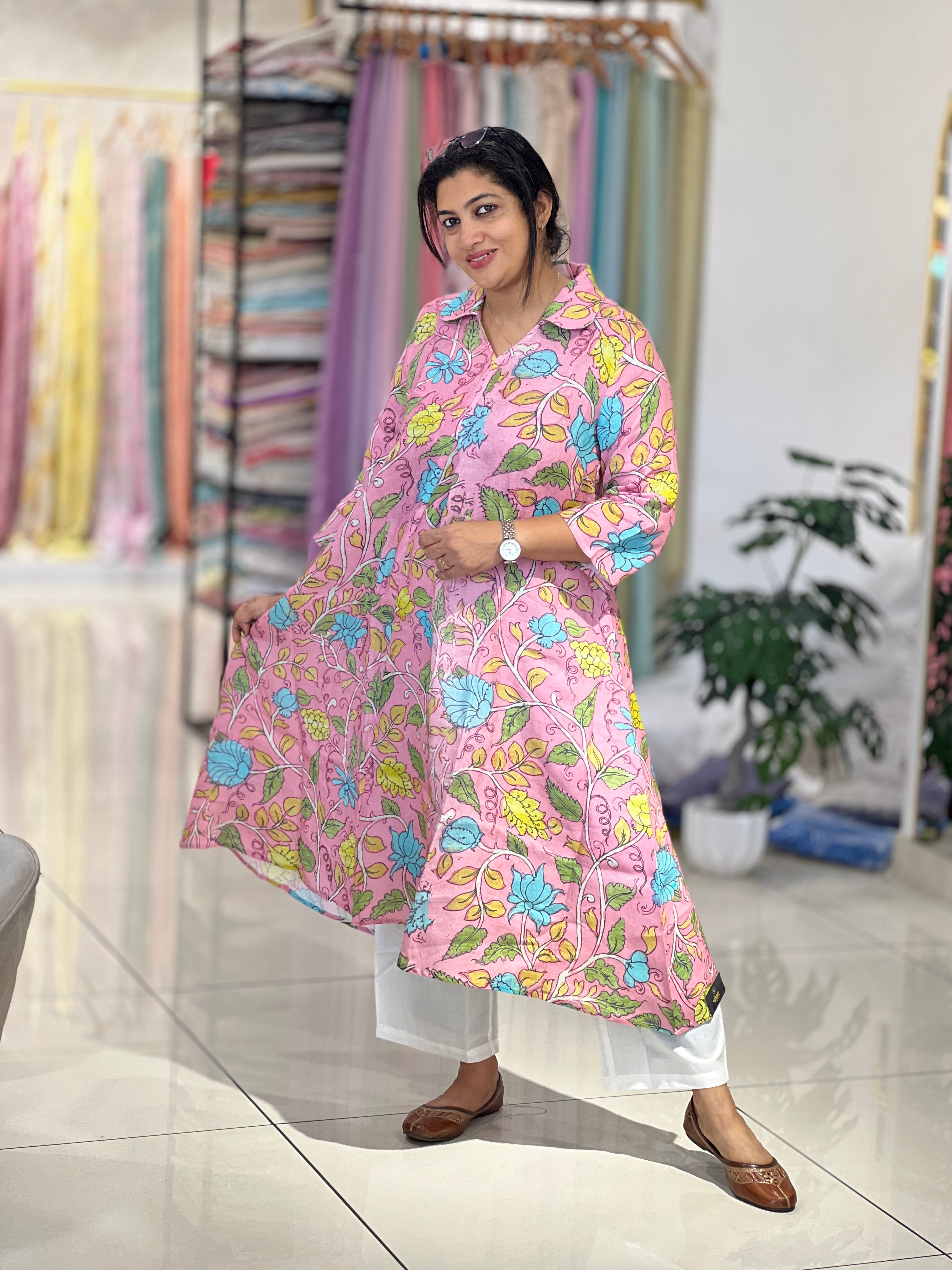 Digital printed Kalamkari Pure Linen Kurta Set |RAG107