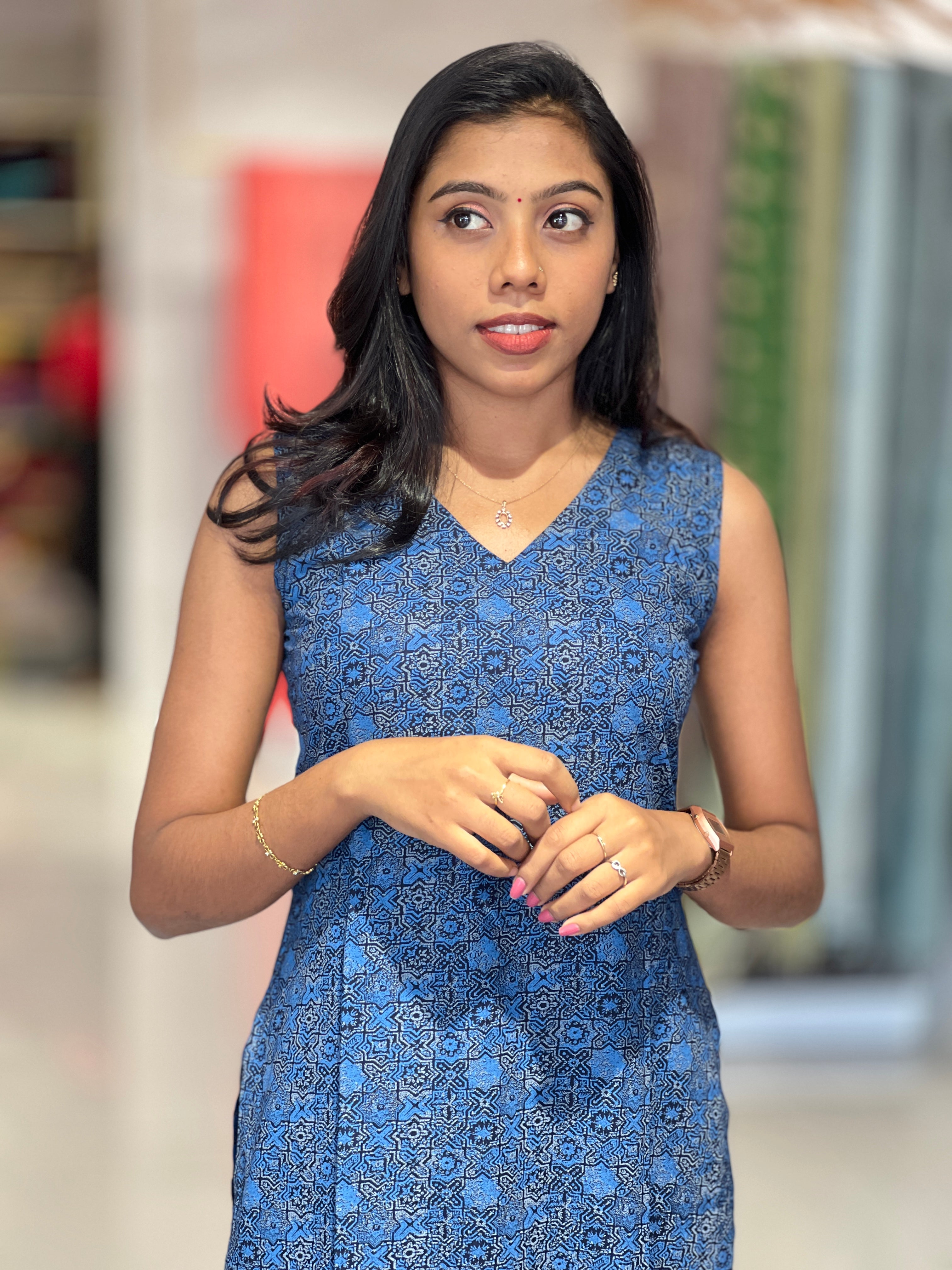 Ajrak Print Patterned Cotton Kurta Top & Bottom | SJL105