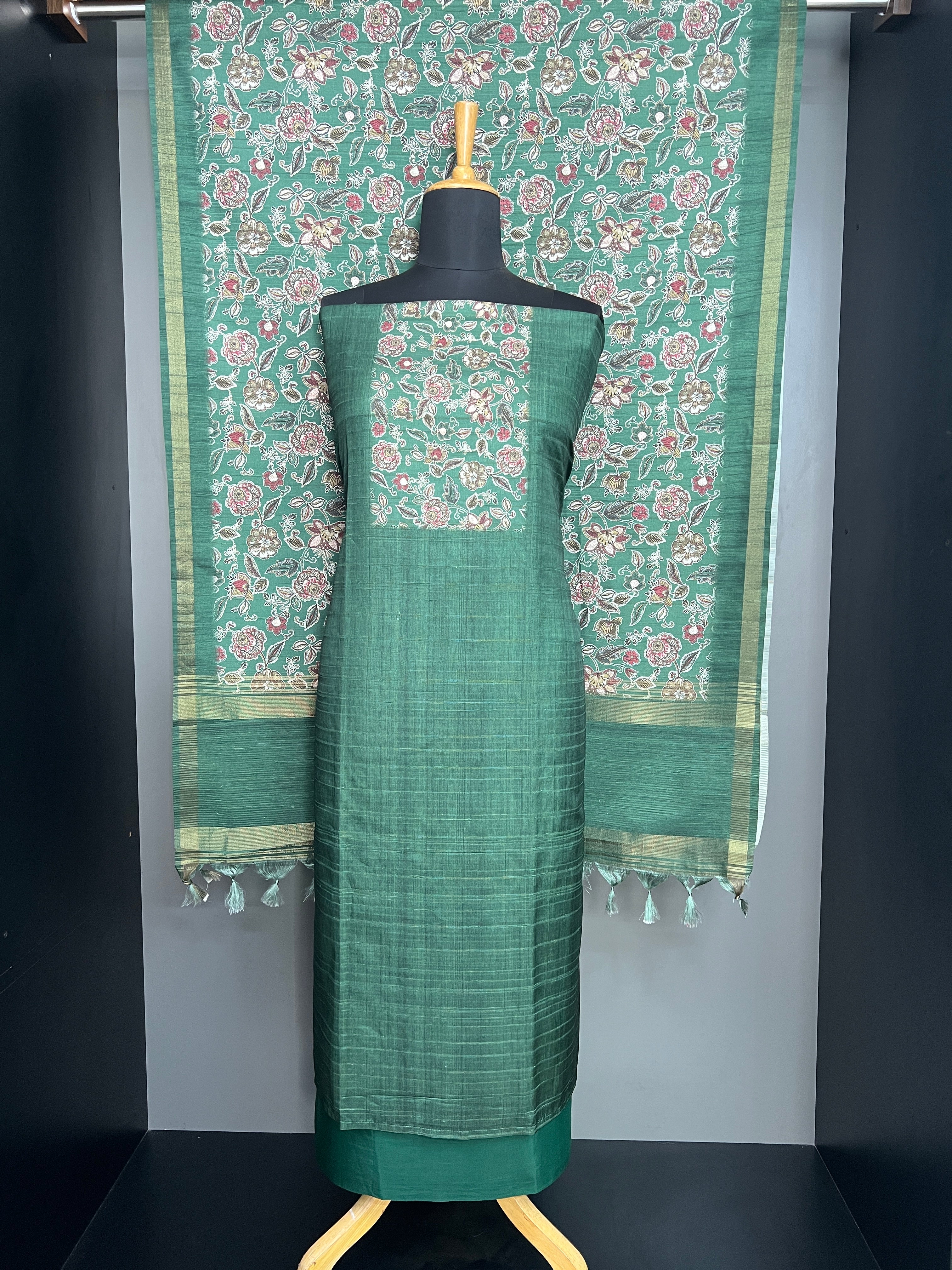 Floral Printed Semi Tussar Salwar Set | SP330