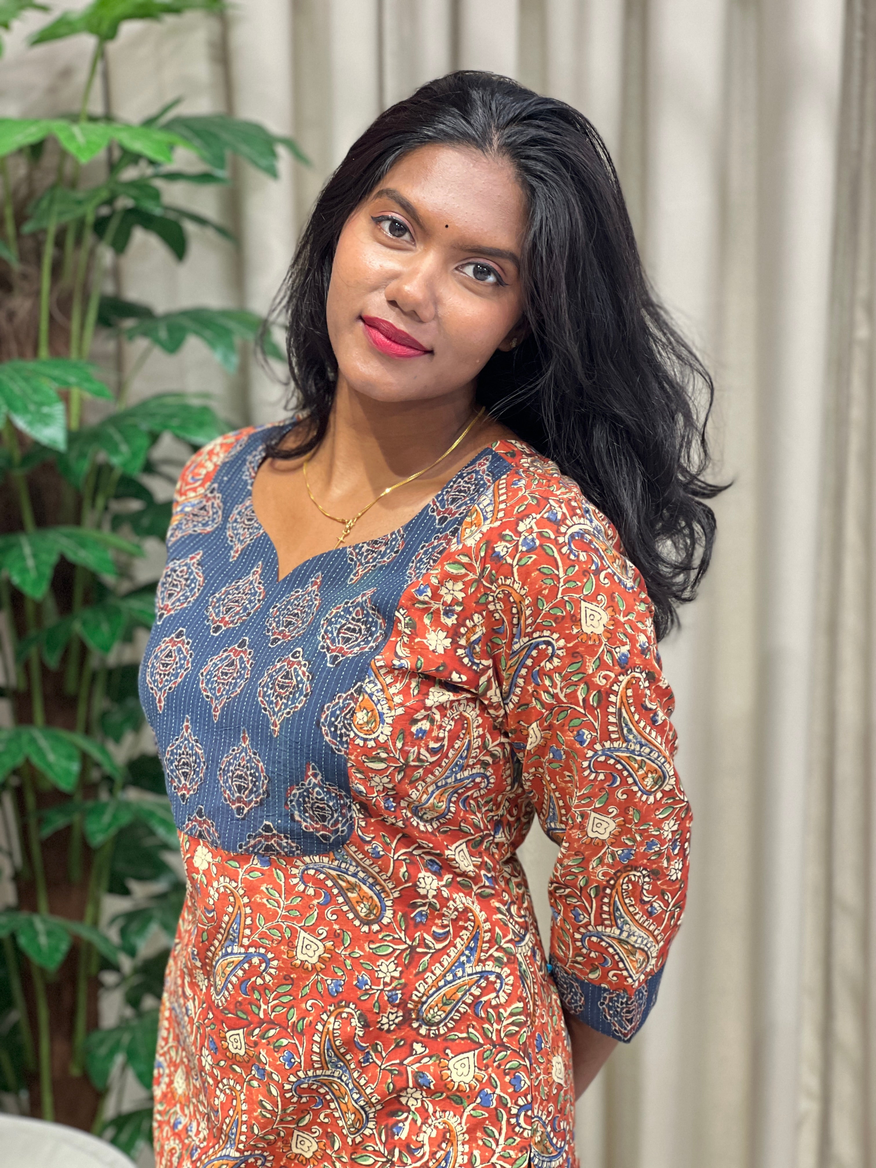 Ajrakh Inspired Print Cotton Kurta | DNT789