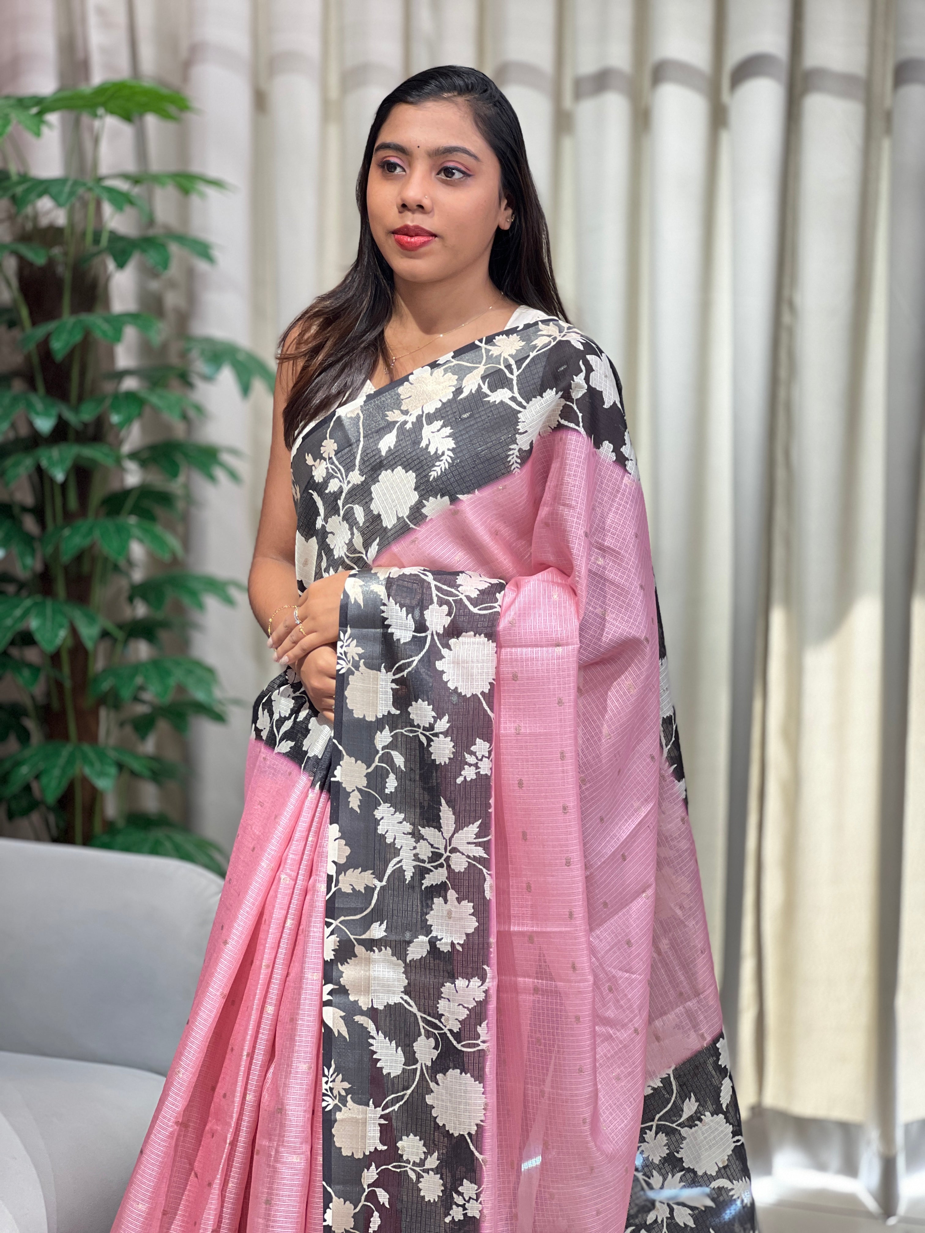 Floral Printed Silky Kota Saree | HT386