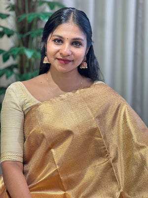 Diagonal Patterned Traditional Handloom Kanchipuram Saree | OM261