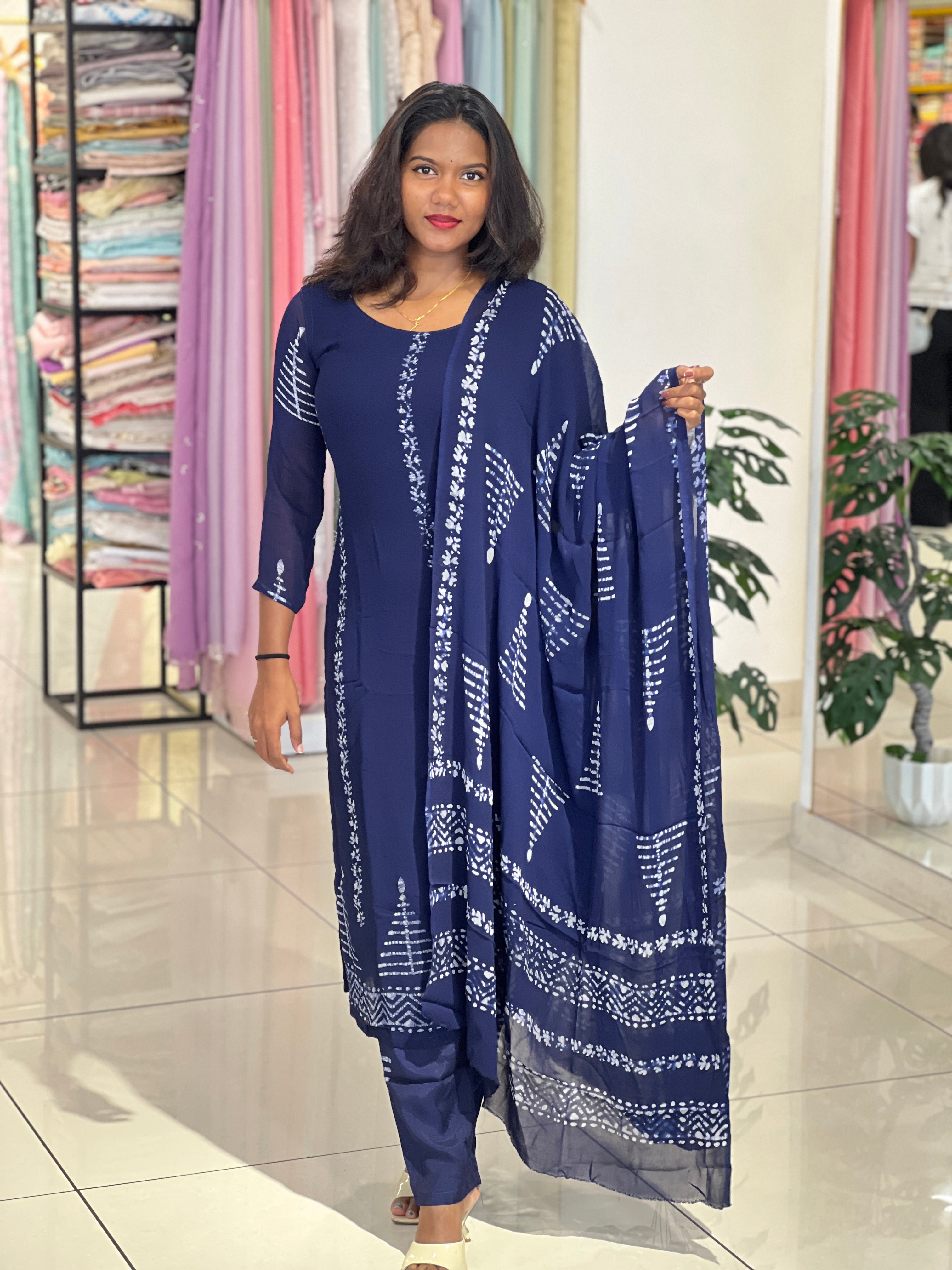 Batik Print Georgette Kurta Set |SLM191