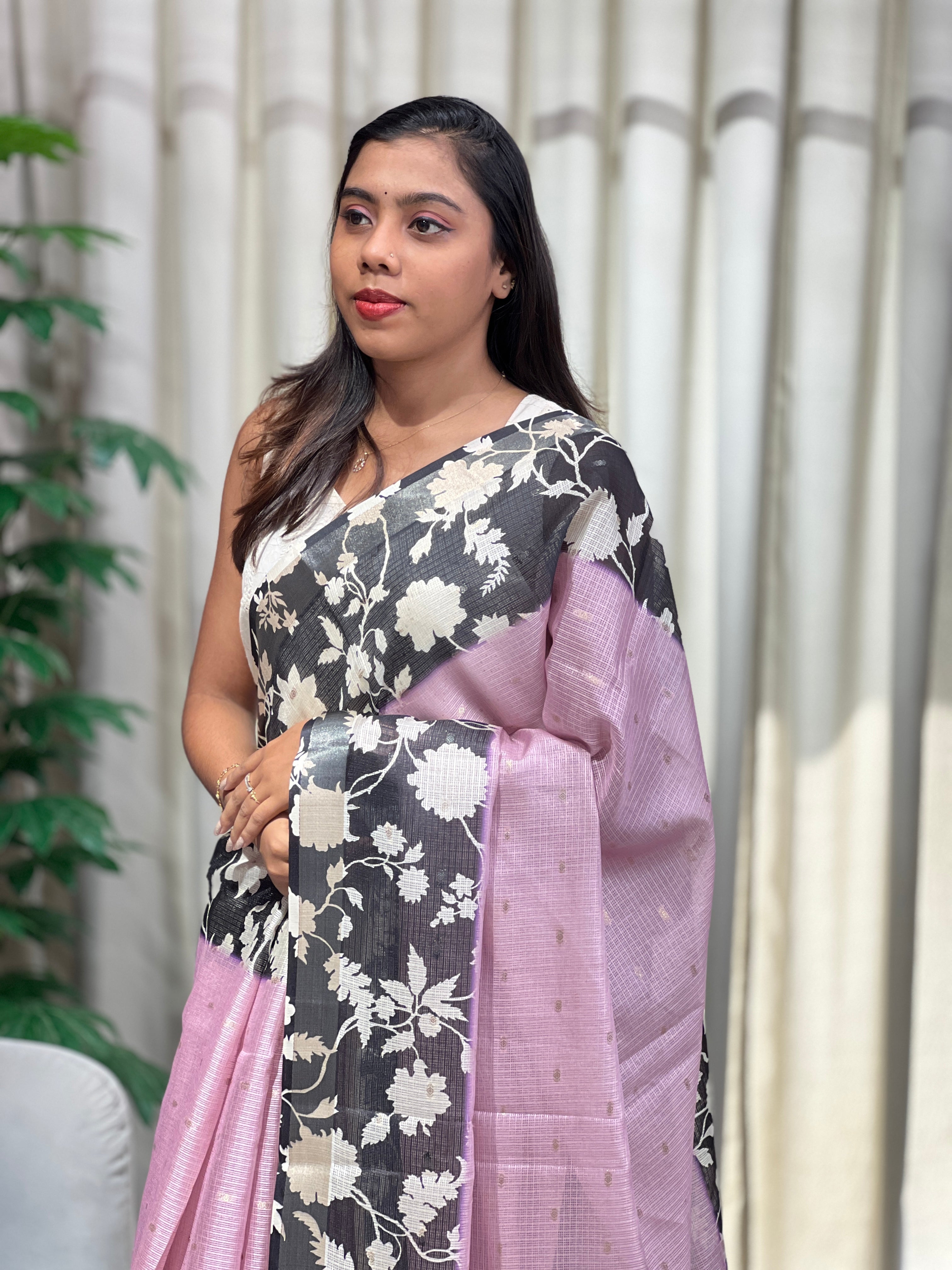 Floral Printed Silky Kota Saree | HT384