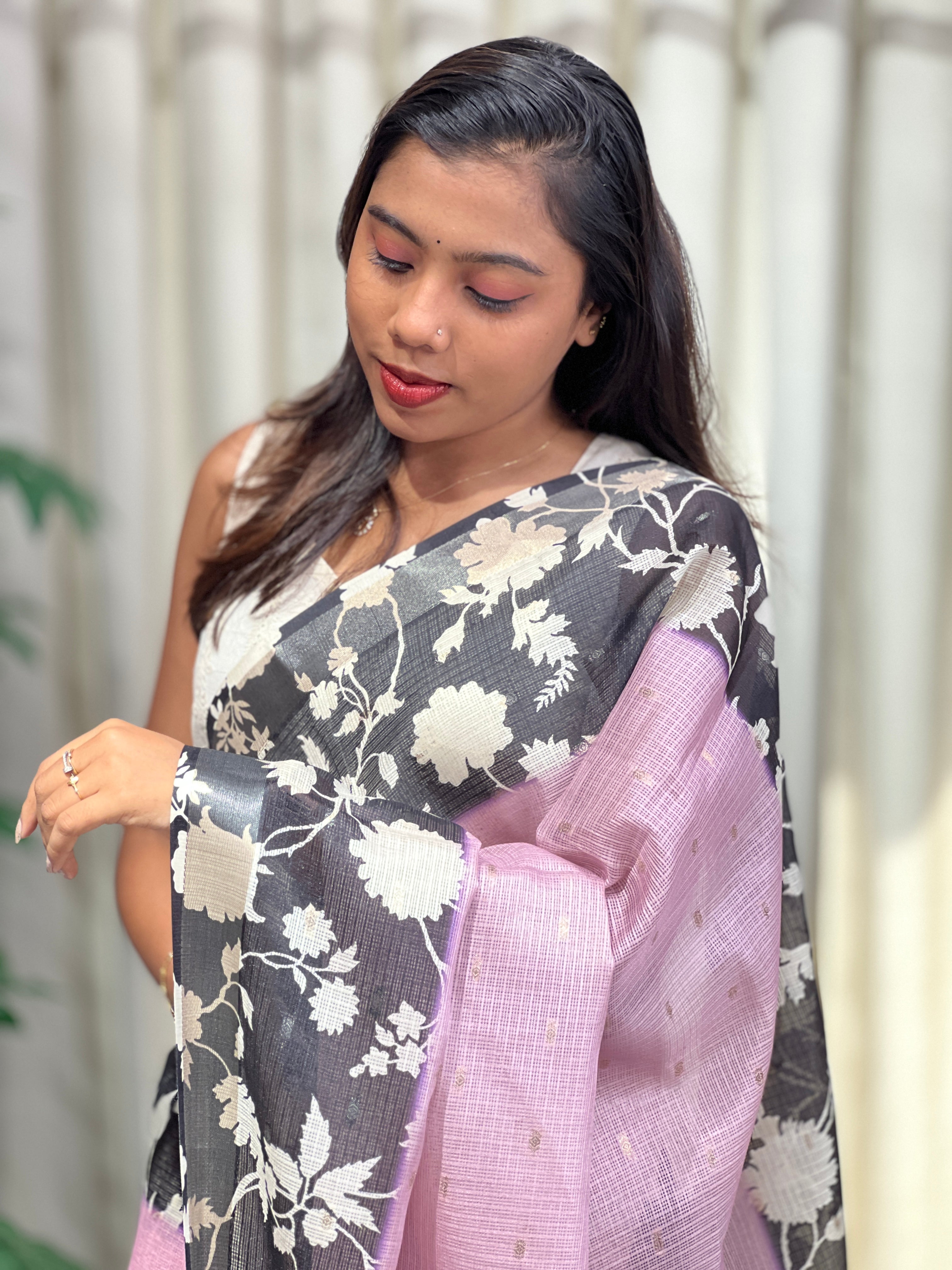 Floral Printed Silky Kota Saree | HT384