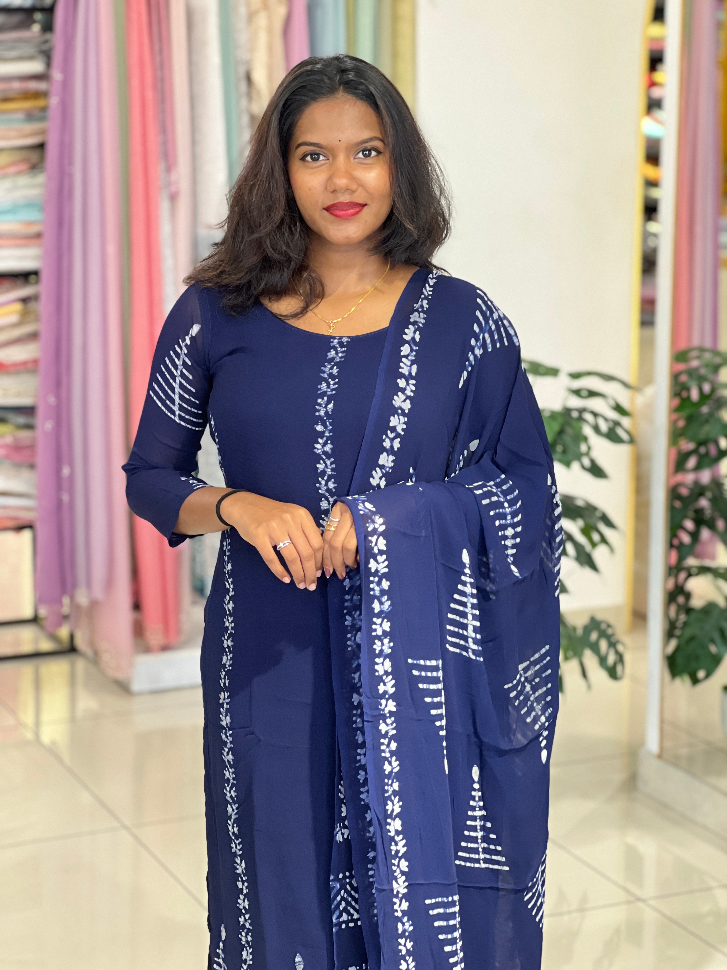 Batik Print Georgette Kurta Set |SLM191