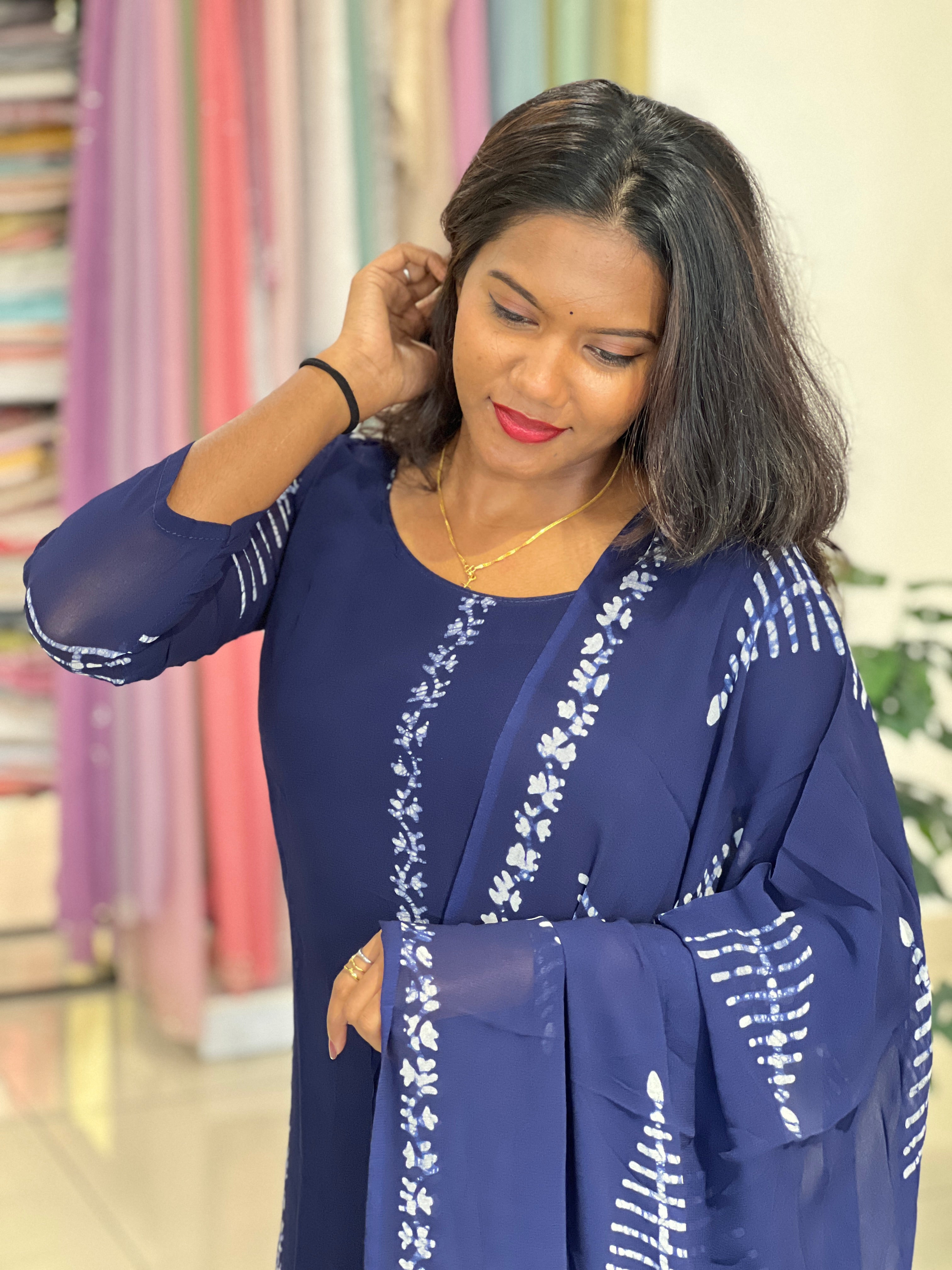 Batik Print Georgette Kurta Set |SLM191