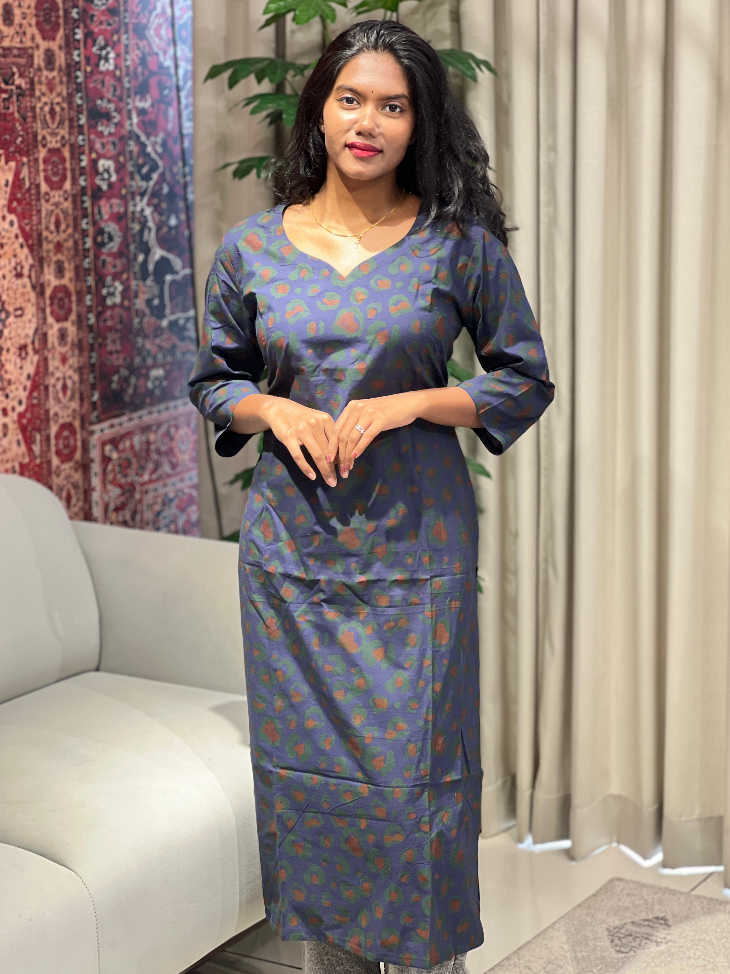 Print Detailed Cotton Kurta | DNT797