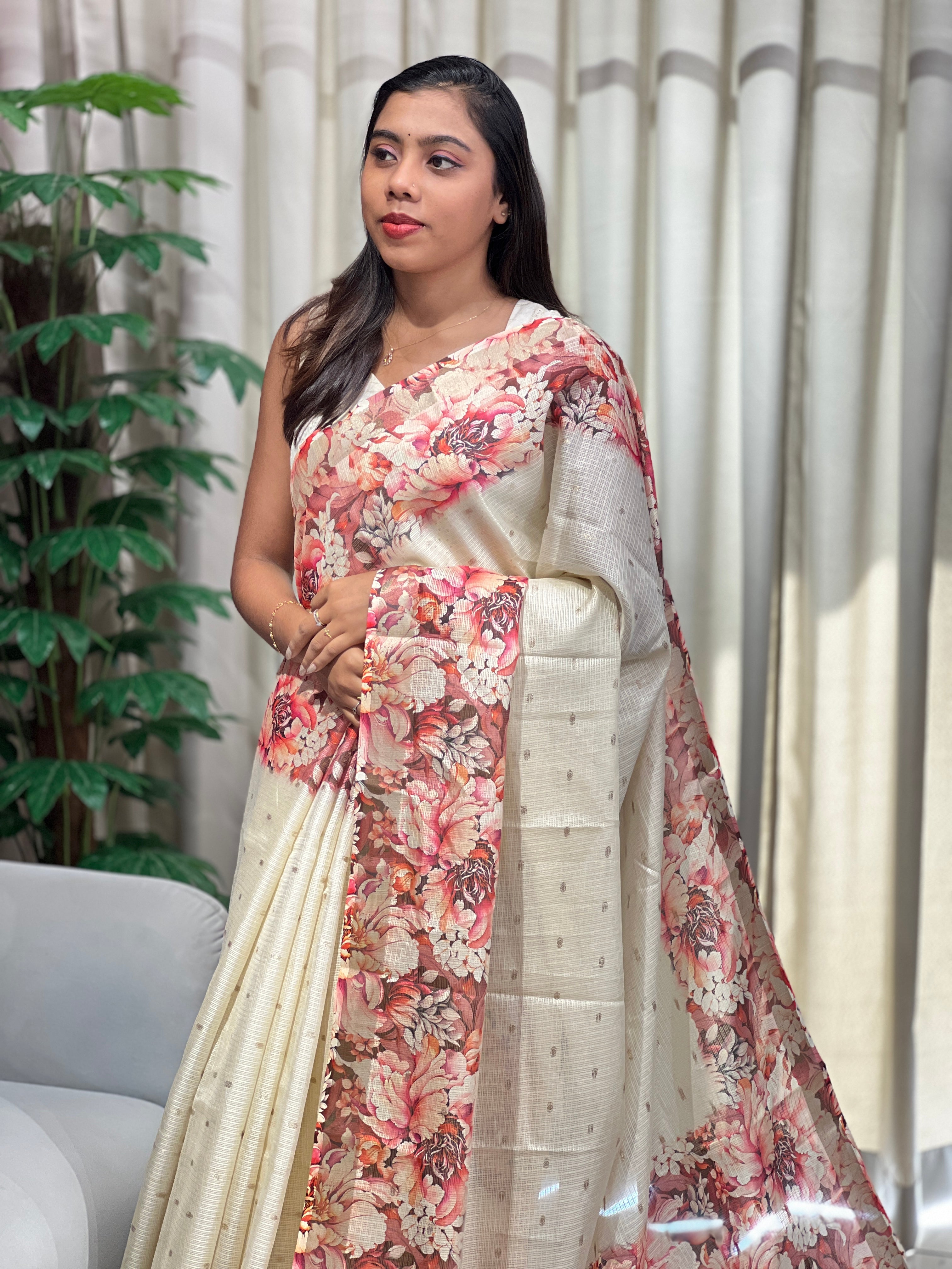 Floral Printed Kota Saree | HT392