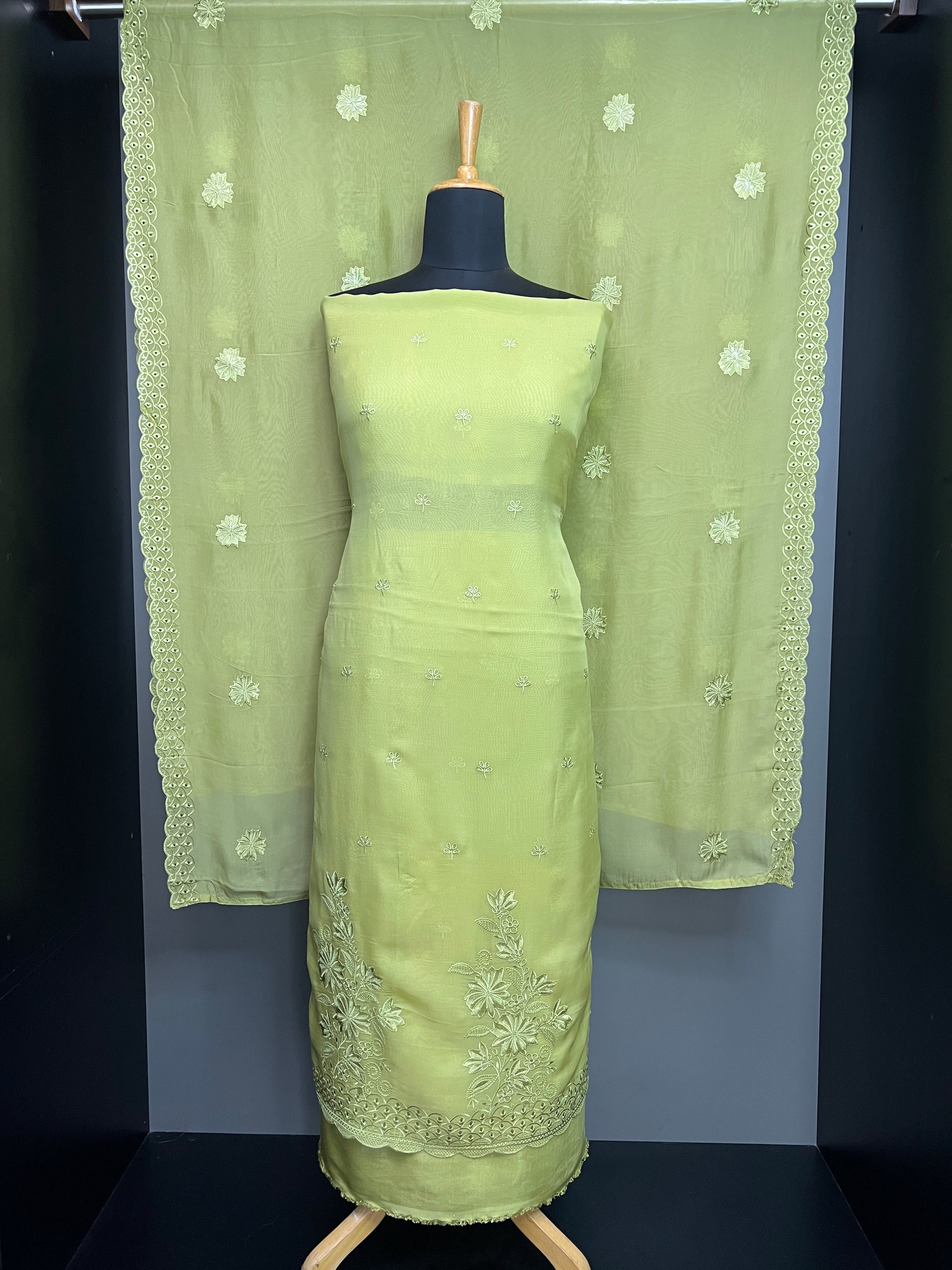 Floral Machine Embroidery Detailed Organza Salwar Set | SP414